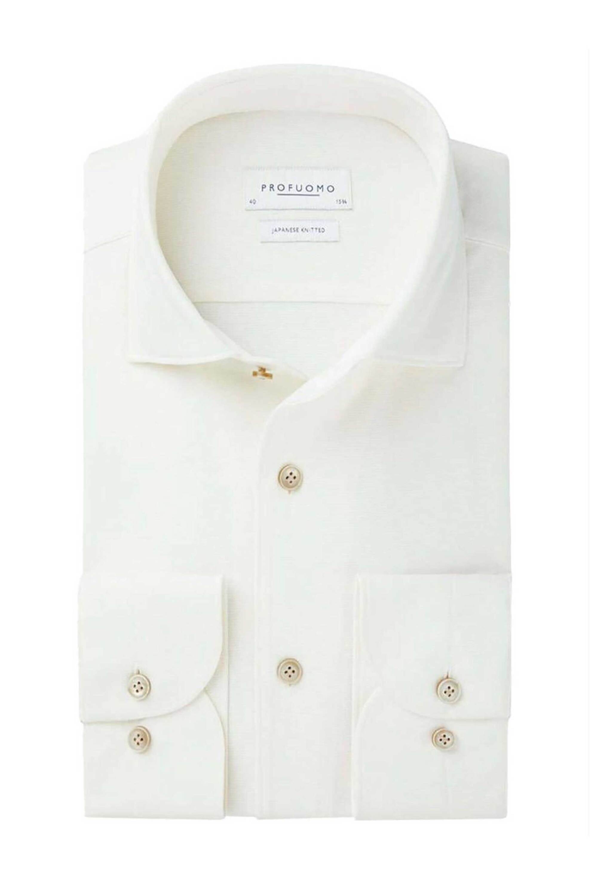 Profuomo ανδρικό πουκάμισο Japanese knitted Slim Fit - PPUH30053A Λευκό
