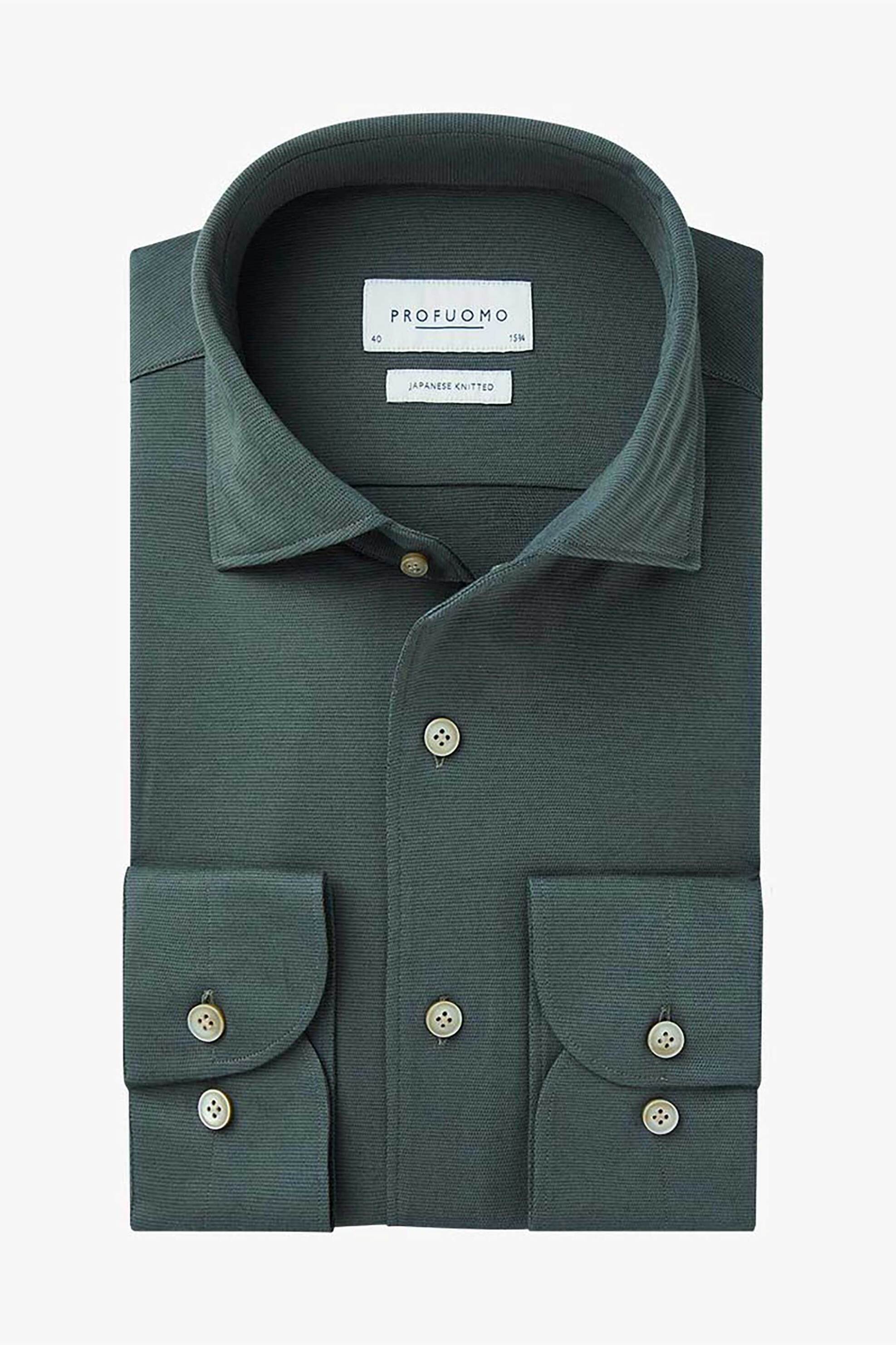 Profuomo ανδρικό πουκάμισο Japanese knitted Slim Fit - PPUH30053D Κυπαρισσί