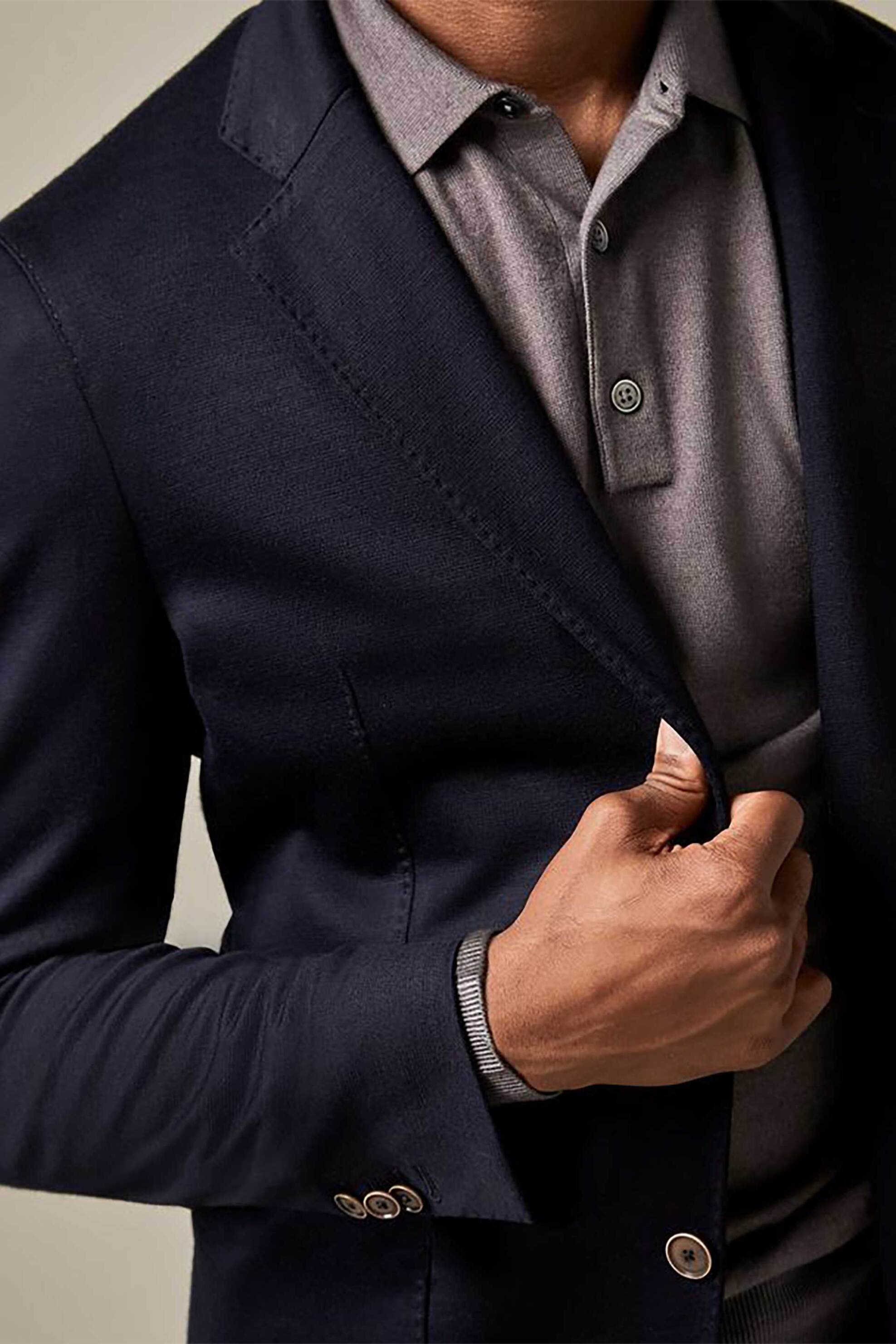 Profuomo ανδρικό μάλλινο σακάκι μονόχρωμο - PPUP30004A Μπλε Σκούρο φωτογραφία