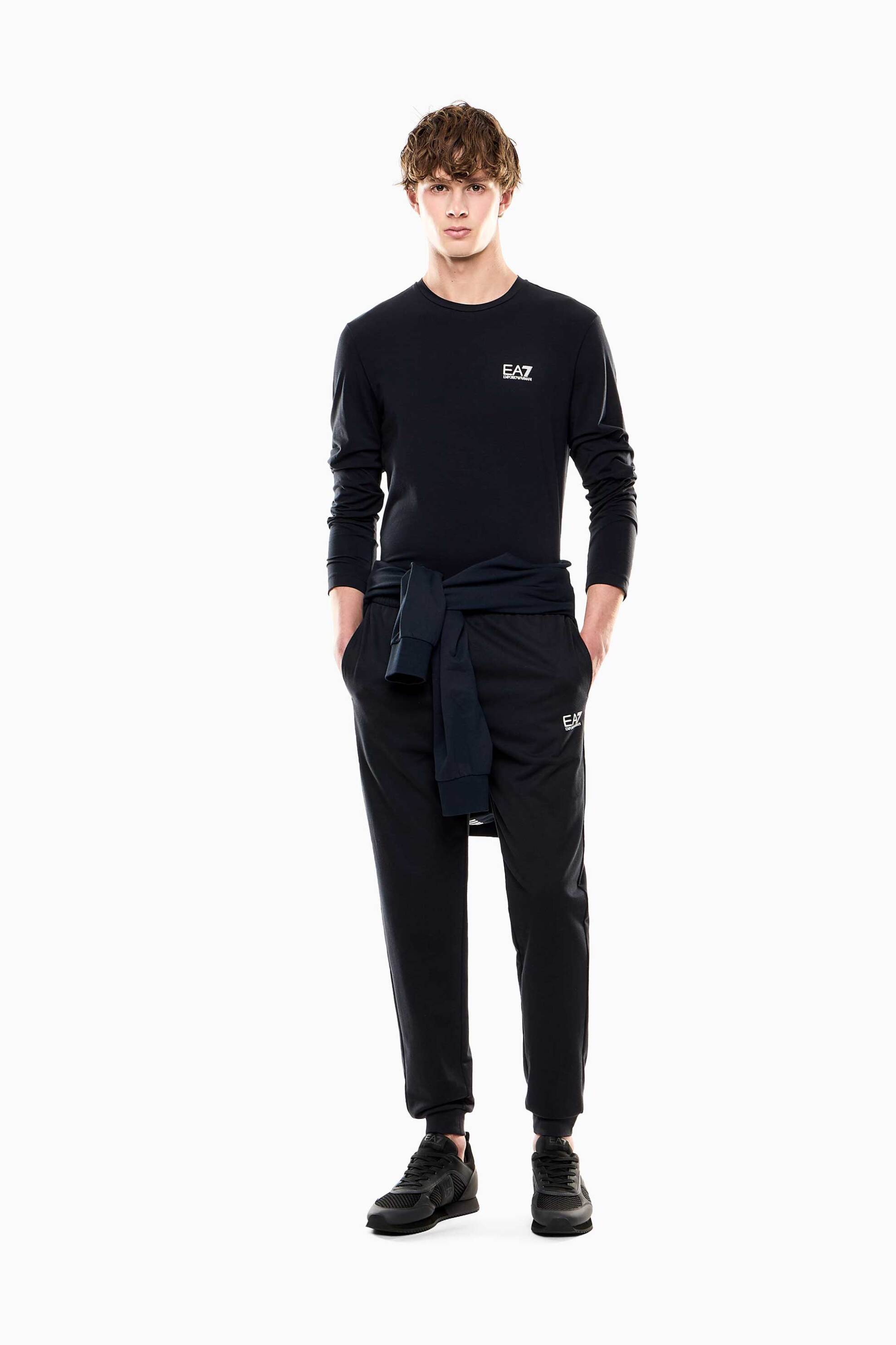 EA7 ανδρικό παντελόνι φόρμας με λογότυπο Slim Fit - 8NPP66PJVRZ Μαύρο