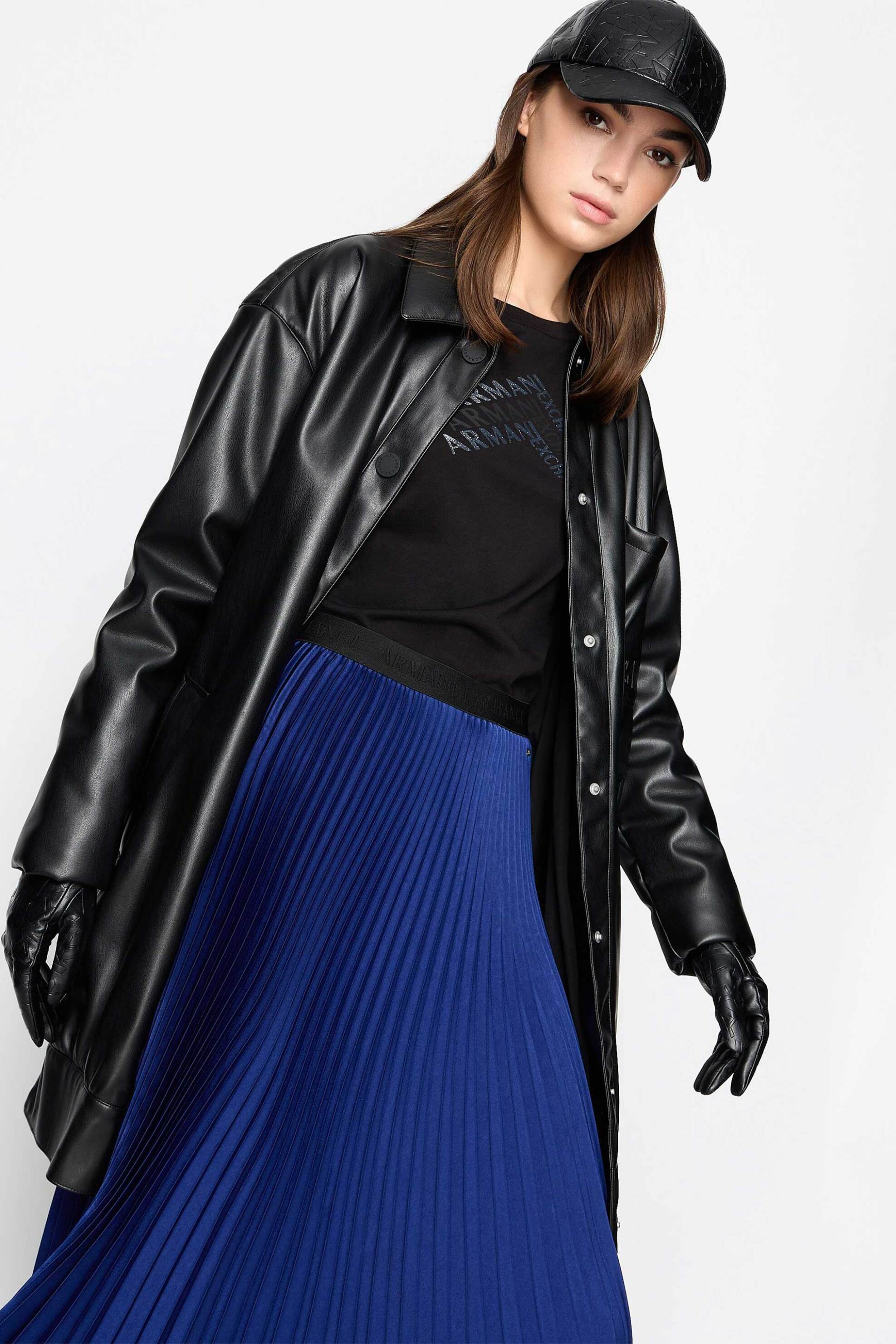 ARMANI EXCHANGE Armani Exchange γυναικεία midi φούστα με σατέν όψη και all-over σχέδιο με πιέτες - 6RYN75YN6PZ Μπλε Ηλεκτρίκ - 3