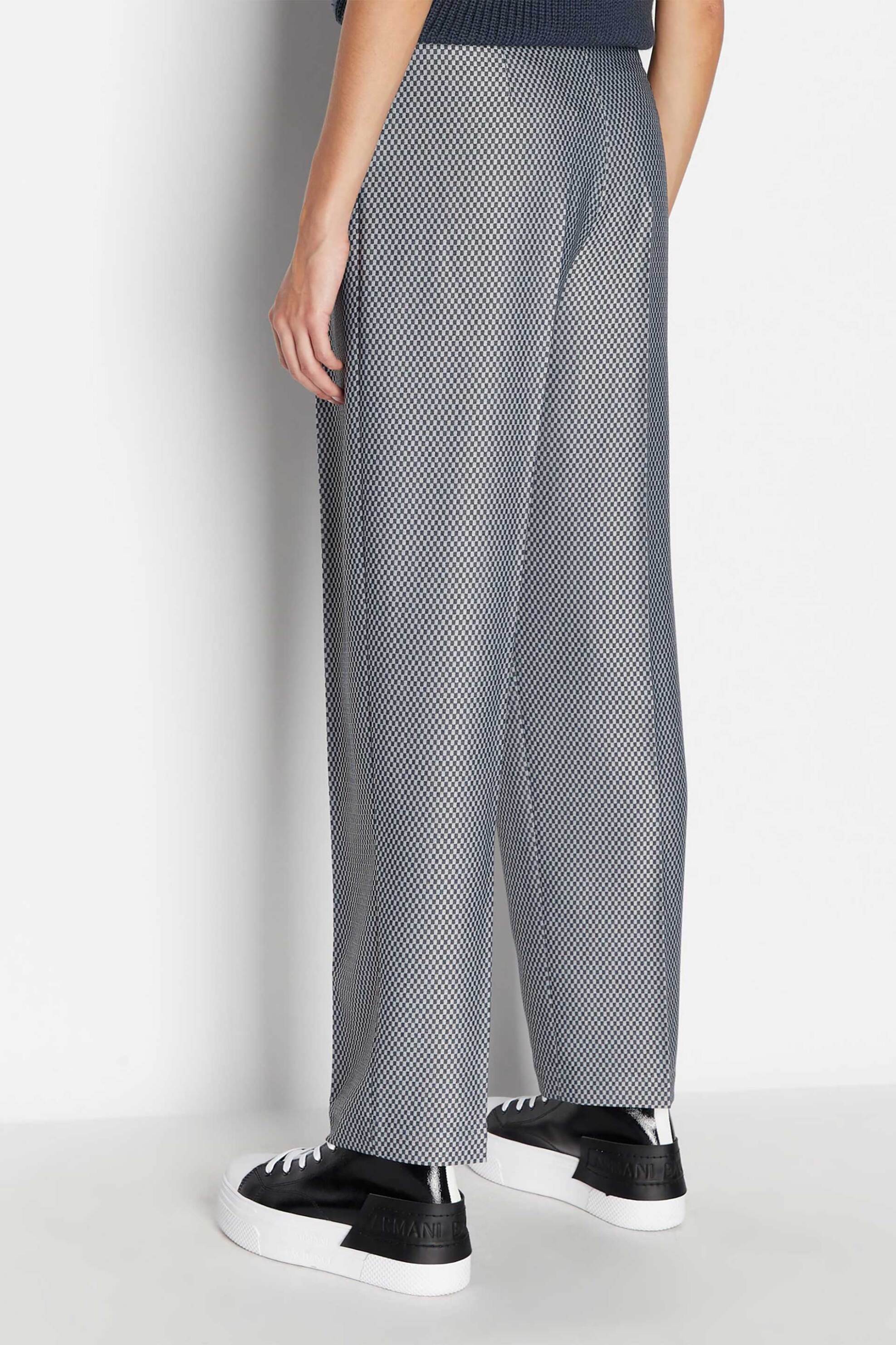Armani Exchange Γυναικείο Παντελόνι με All-Over Checked Pattern Και Πιέτες Μπροστά - 6Ryp22Yn6Mz Γκρι