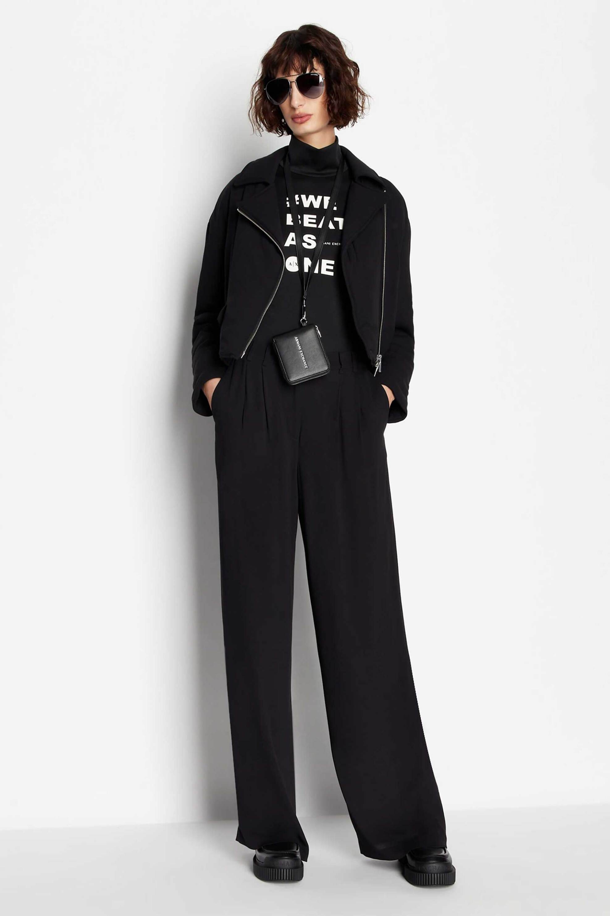 ARMANI EXCHANGE Armani Exchange γυναικείο παντελόνι μονόχρωμο με τσέπες και tone-on-tone logo patch - 6RYP25YN1PZ Μαύρο