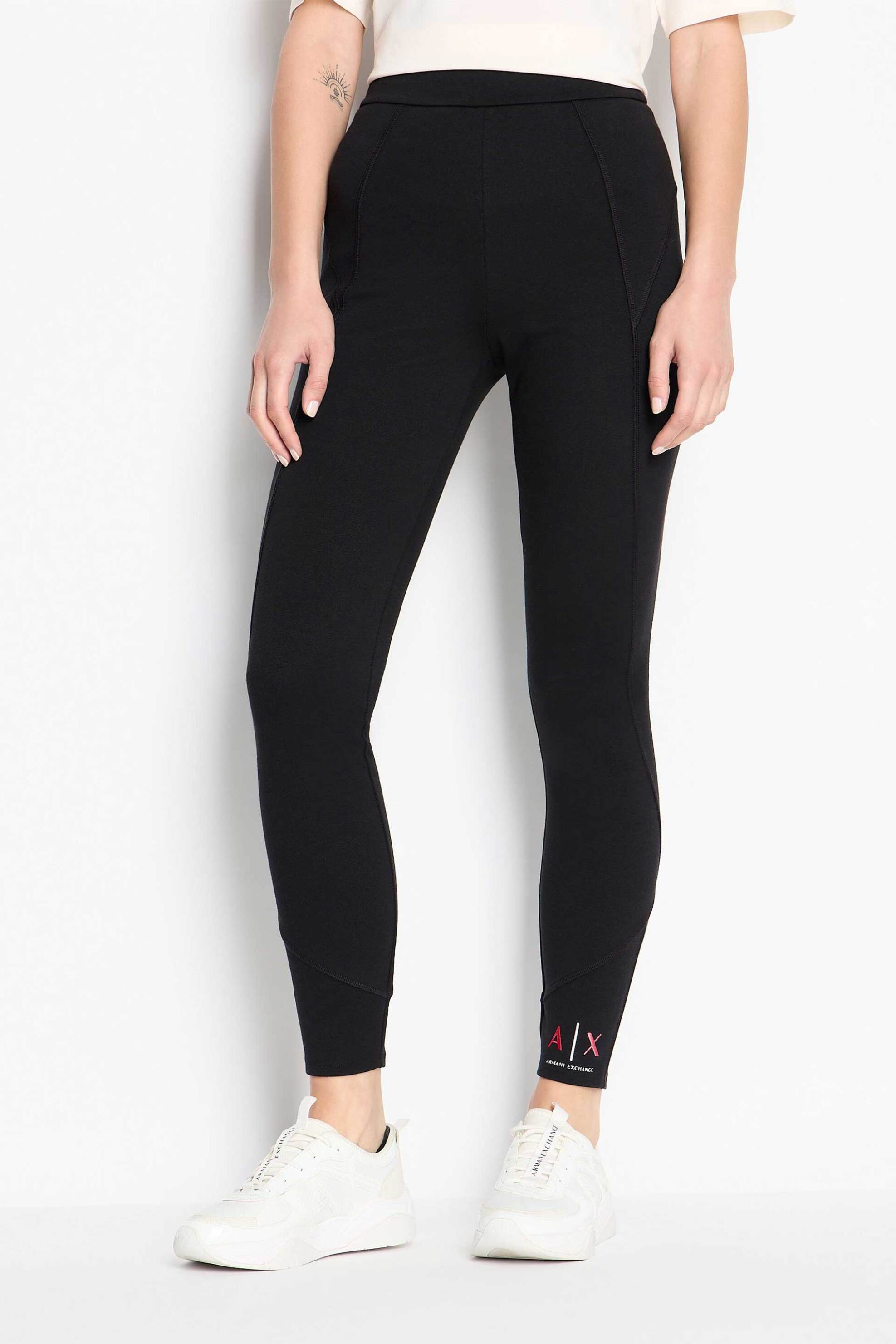 Armani Exchange γυναικείο κολάν μονόχρωμο με κεντημένο contrast μονόγραμμα μπροστά - 6RYPGZYJLAZ Μαύρο φωτογραφία