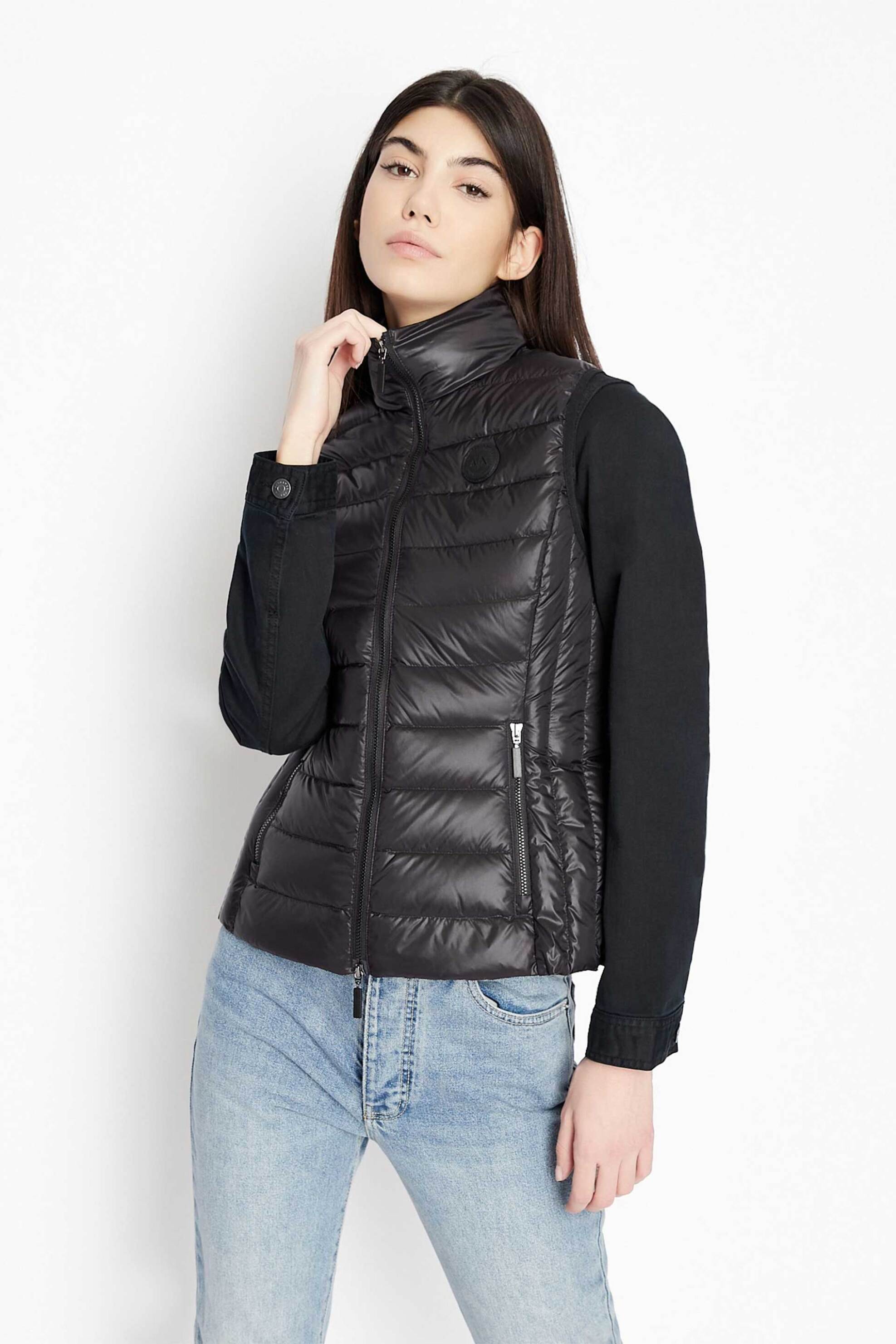  Armani Exchange γυναικείο μπουφάν καπιτονέ αμάνικο - 8NYQ01YNM4Z Μαύρο 2025