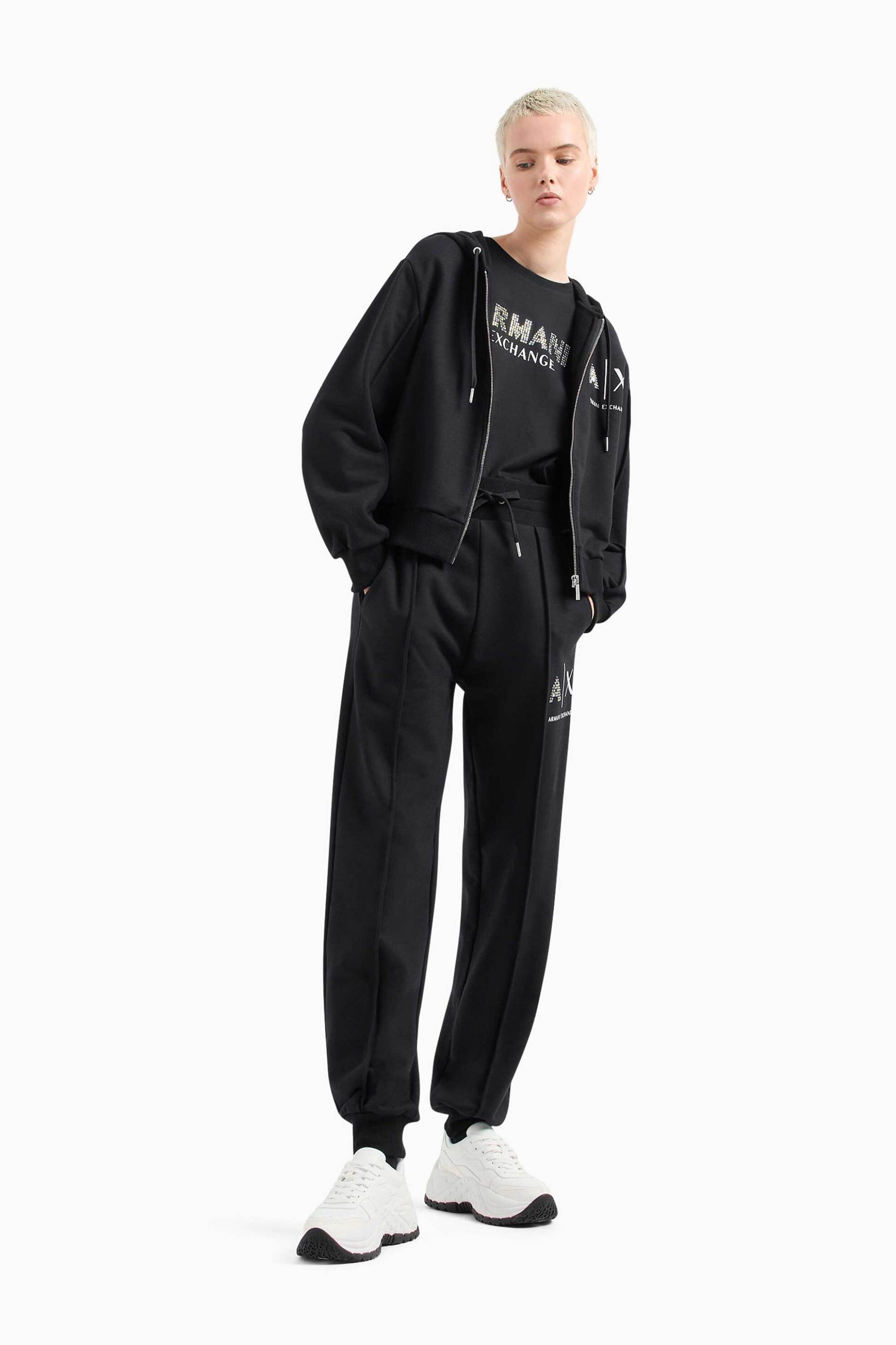 Armani Exchange γυναικείο παντελόνι φόρμας με λογότυπο και στρας | L