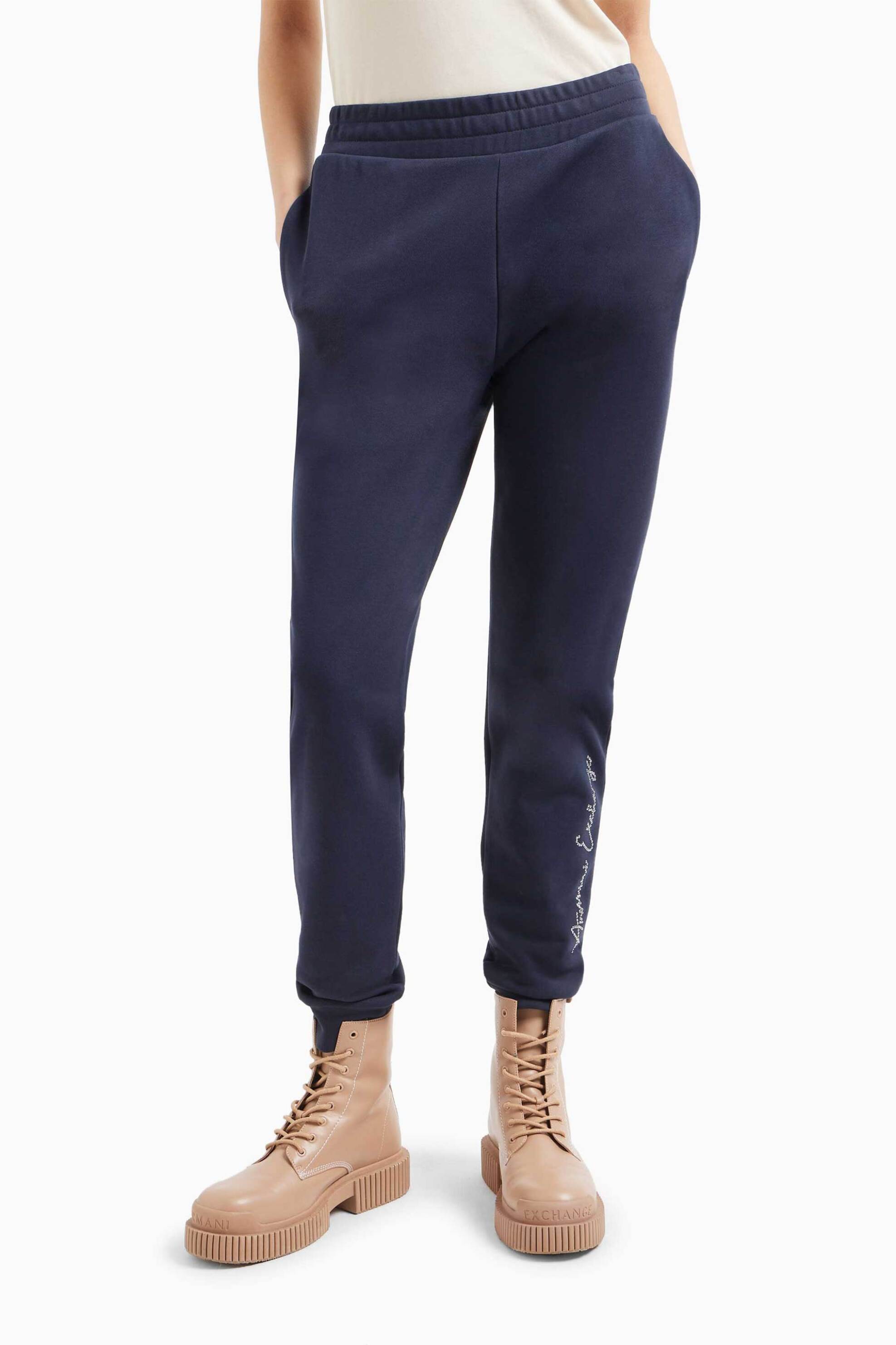 Armani Exchange γυναικείο παντελόνι φόρμας με λογότυπο στο κάτω μέρος - 3DYP76YJFFZ Σκούρο Μπλε φωτογραφία