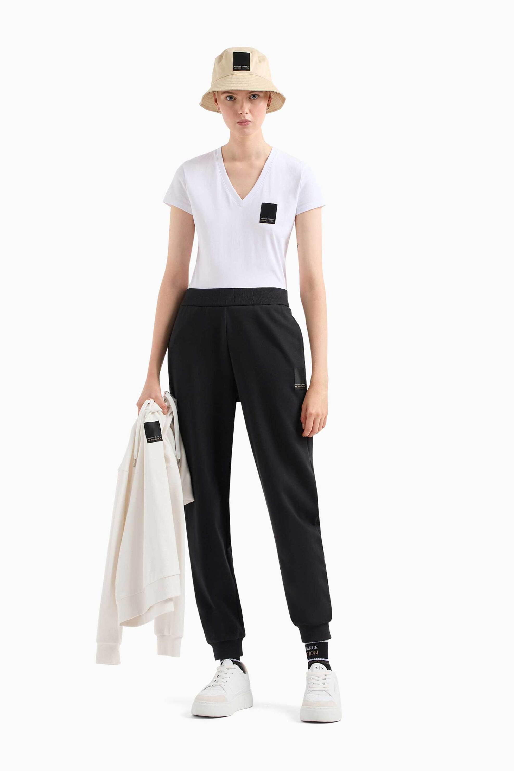 Armani Exchange γυναικείο παντελόνι φόρμας με λογότυπο - 3DYP91YJFDZ Μαύρο