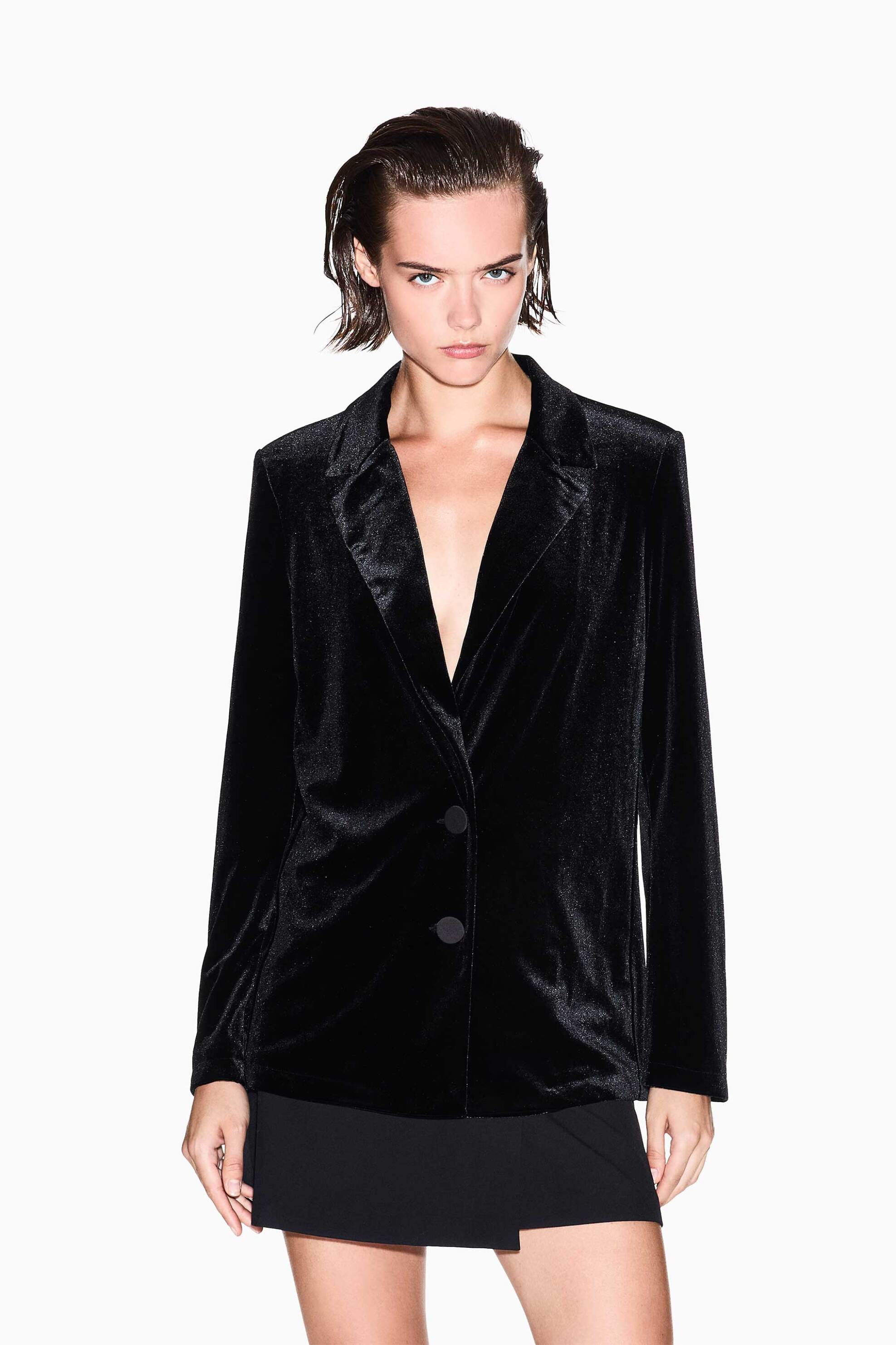 Armani Exchange γυναικείο σακάκι με βελούδινη υφή και μεταλλικές ίνες