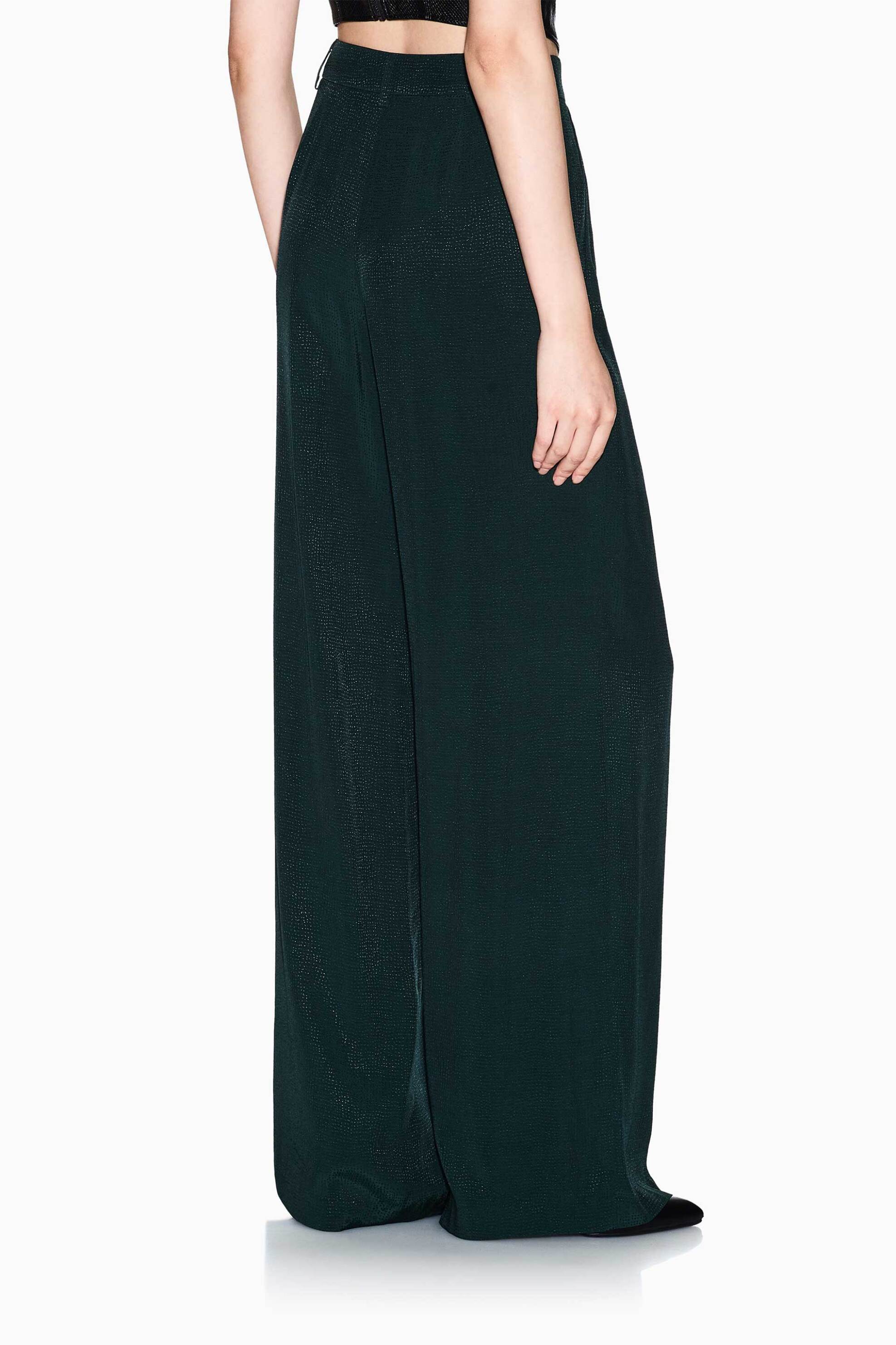 ARMANI EXCHANGE Armani Exchange γυναικείο παντελόνι textured με πιέτες Relaxed Wide Fit - XW001276AF16132 Πράσινο Σκούρο - 3