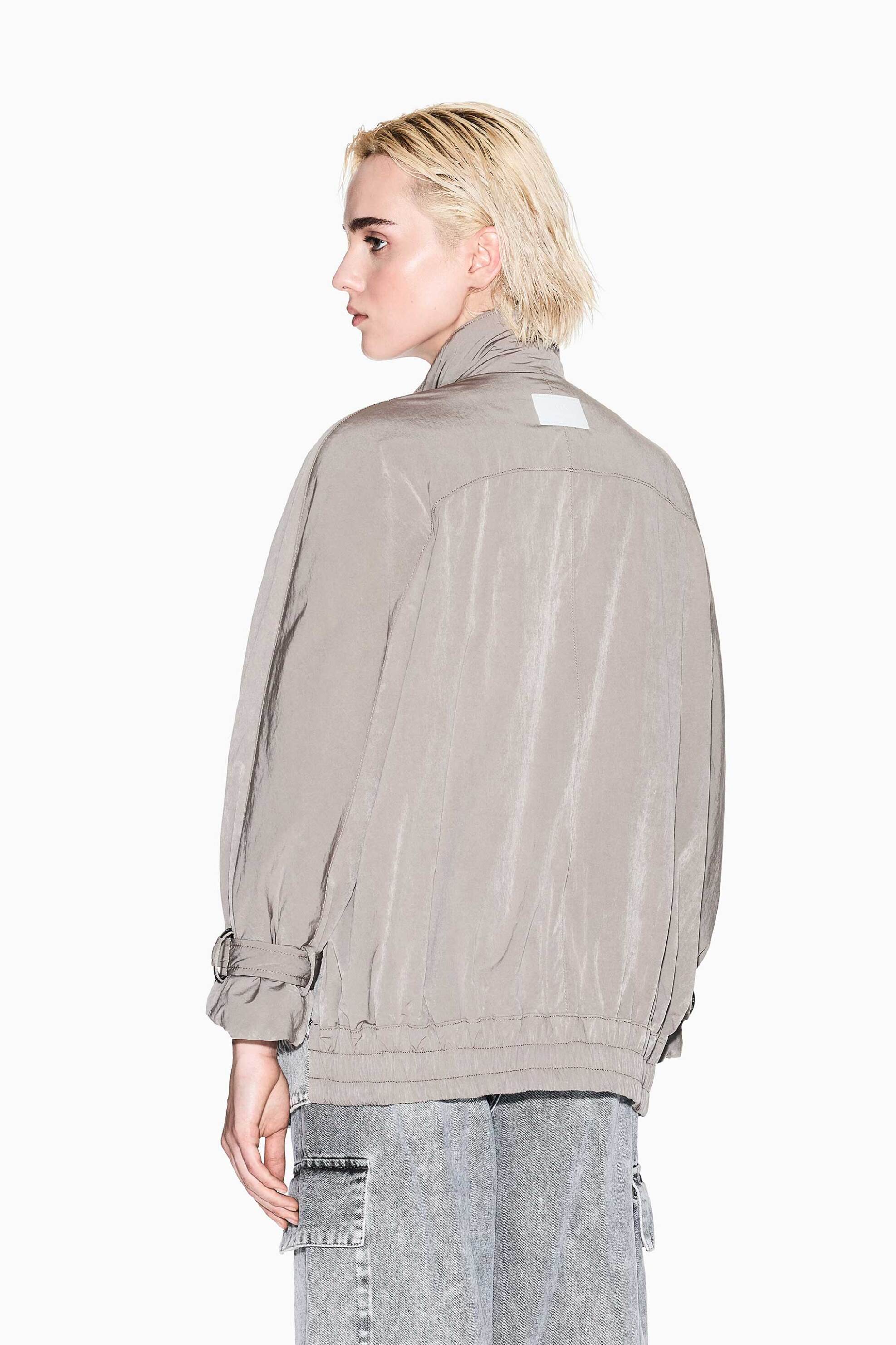ARMANI EXCHANGE Armani Exchange γυναικείο jacket με ψηλό λαιμό και συνδυασμό υφασμάτων Loose Fit - XW001393AF16176 Γκρι - 4