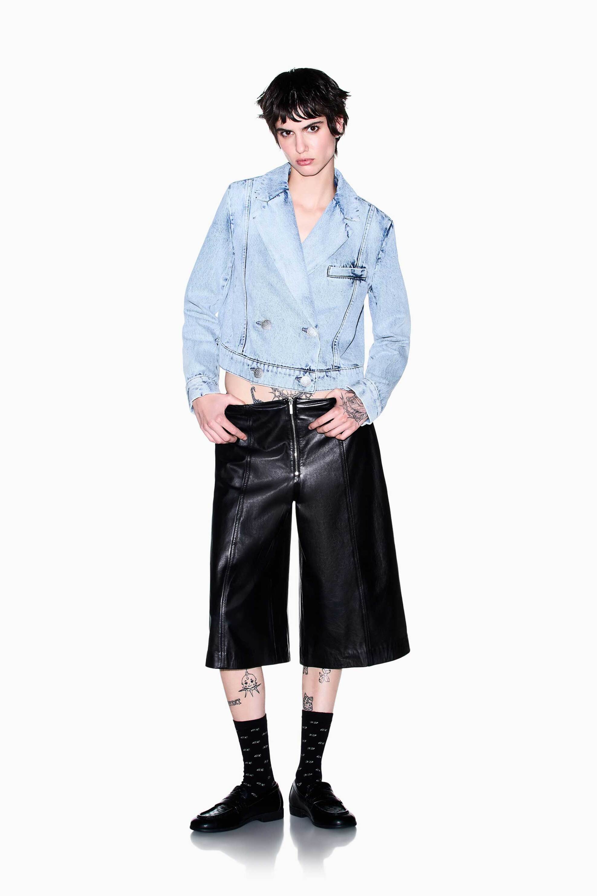 ARMANI EXCHANGE Armani Exchange γυναικείο denim jacket cropped με σταυρωτό κλείσιμο Regular Fit - XW002996AF25768 Denim Blue Ανοιχτό - 3