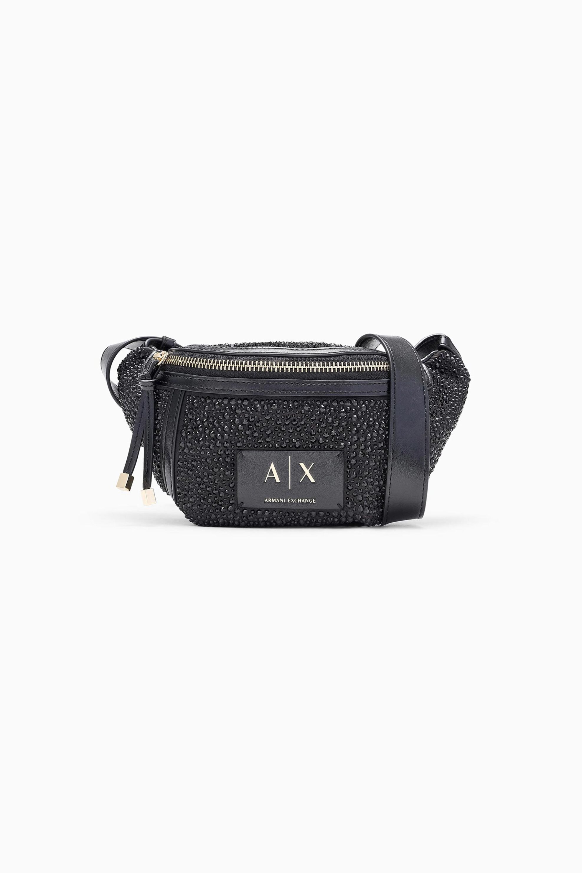 Armani Exchange γυναικείο τσαντάκι μέσης/crossbody με στρας και logo patch - XW002655AF27000 Μαύρο
