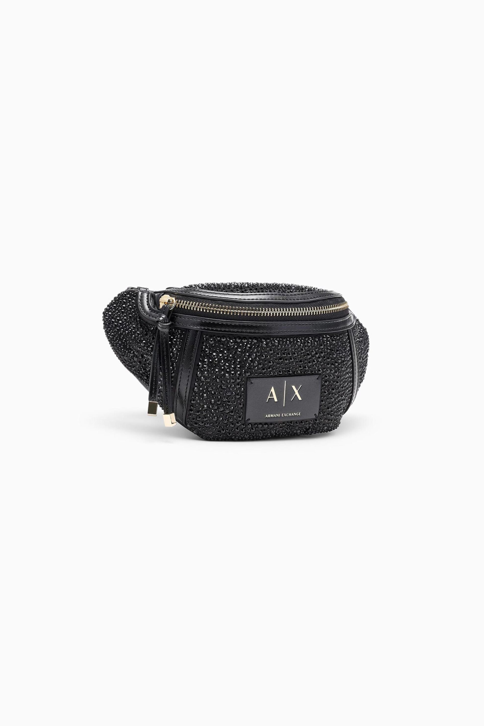 Armani Exchange γυναικείο τσαντάκι μέσης/crossbody με στρας και logo patch - XW002655AF27000 Μαύρο