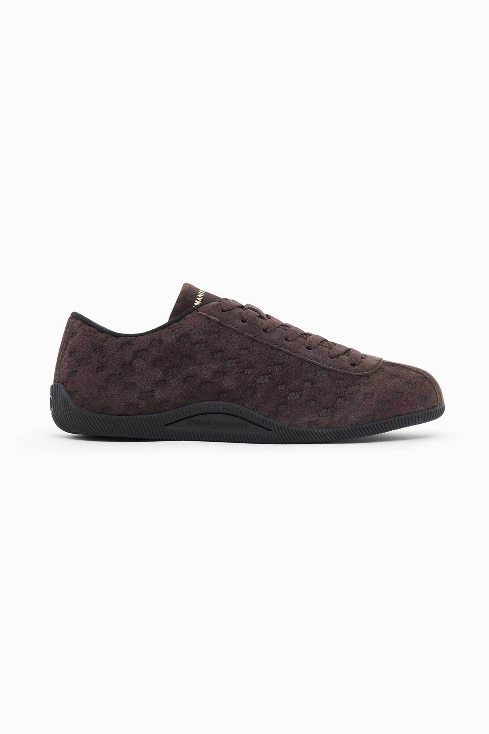 ARMANI EXCHANGE Armani Exchange γυναικεία suede sneakers με all-over monogram - XW003118AF17465 Καφέ Σκούρο