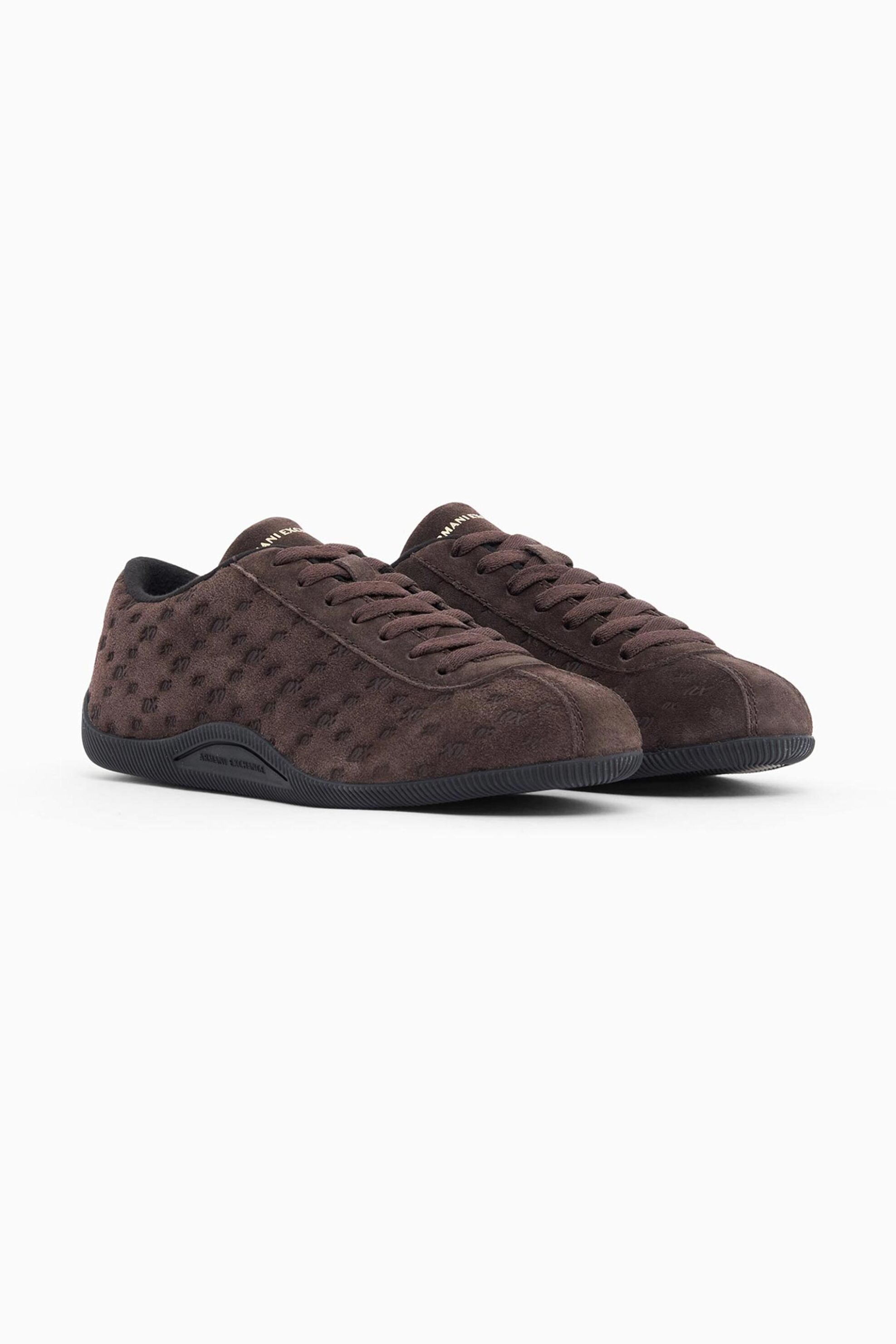 Armani Exchange γυναικεία suede sneakers με all-over monogram - XW003118AF17465 Καφέ Σκούρο