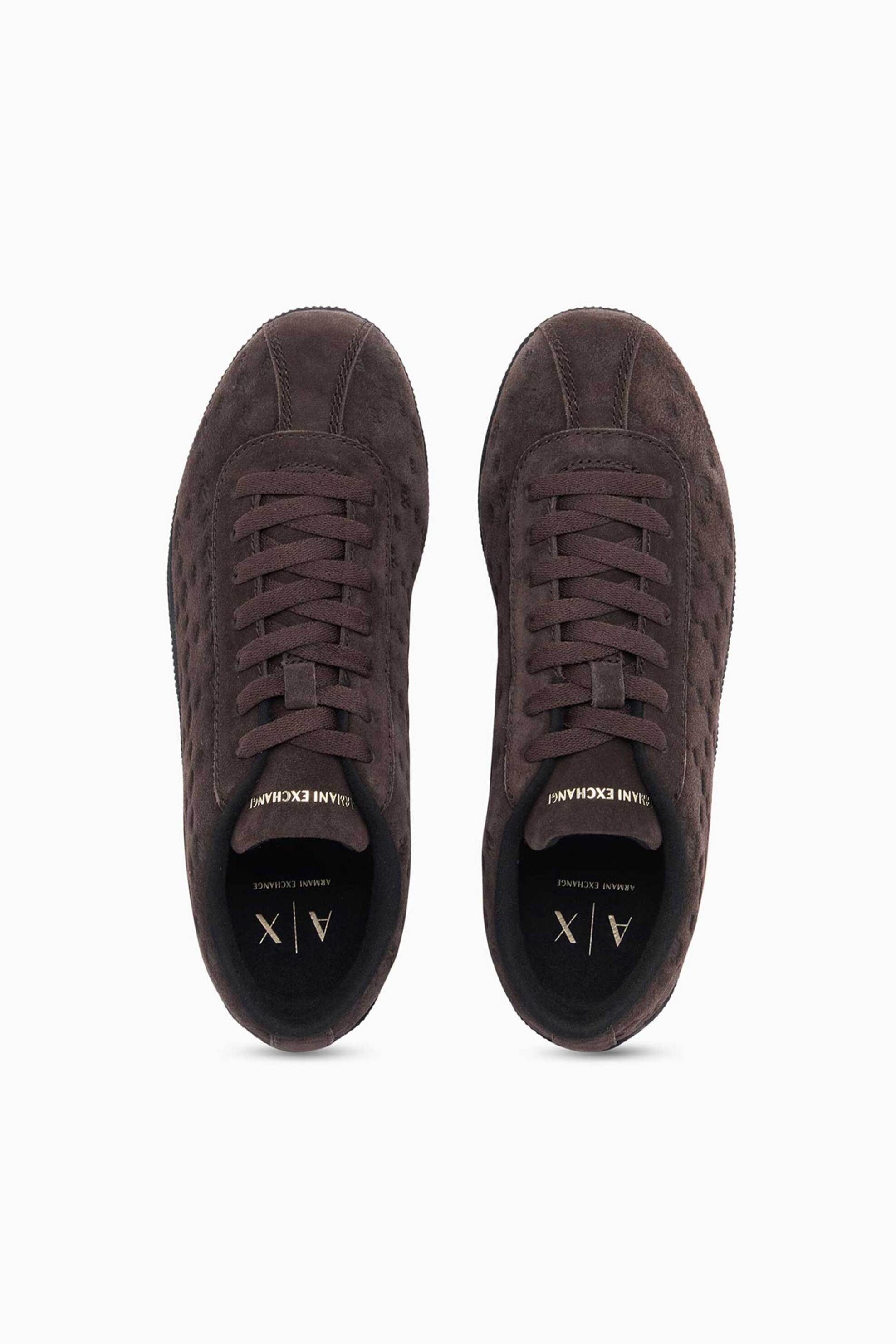 ARMANI EXCHANGE Armani Exchange γυναικεία suede sneakers με all-over monogram - XW003118AF17465 Καφέ Σκούρο - 4