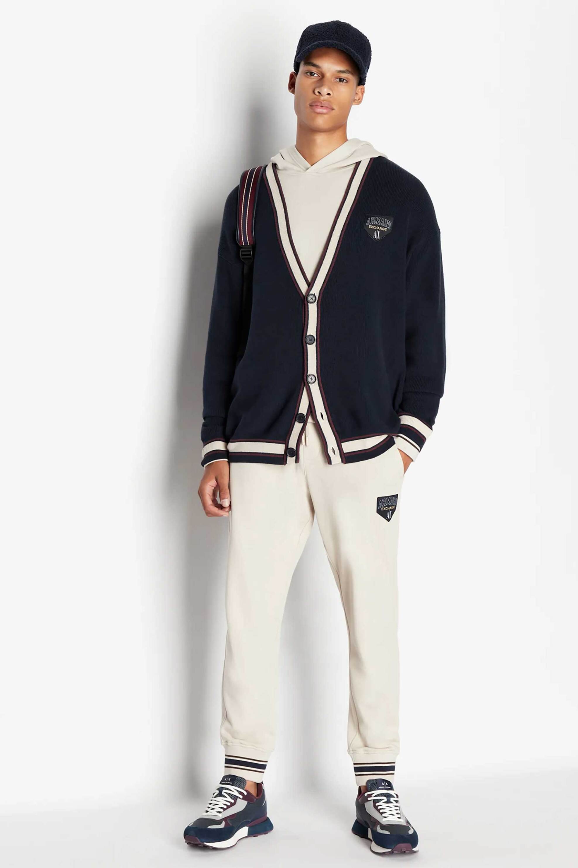 ARMANI EXCHANGE Armani Exchange ανδρικό παντελόνι φόρμας μονόχρωμο με λογότυπο - 6RZPJFZJDPZ Μπεζ