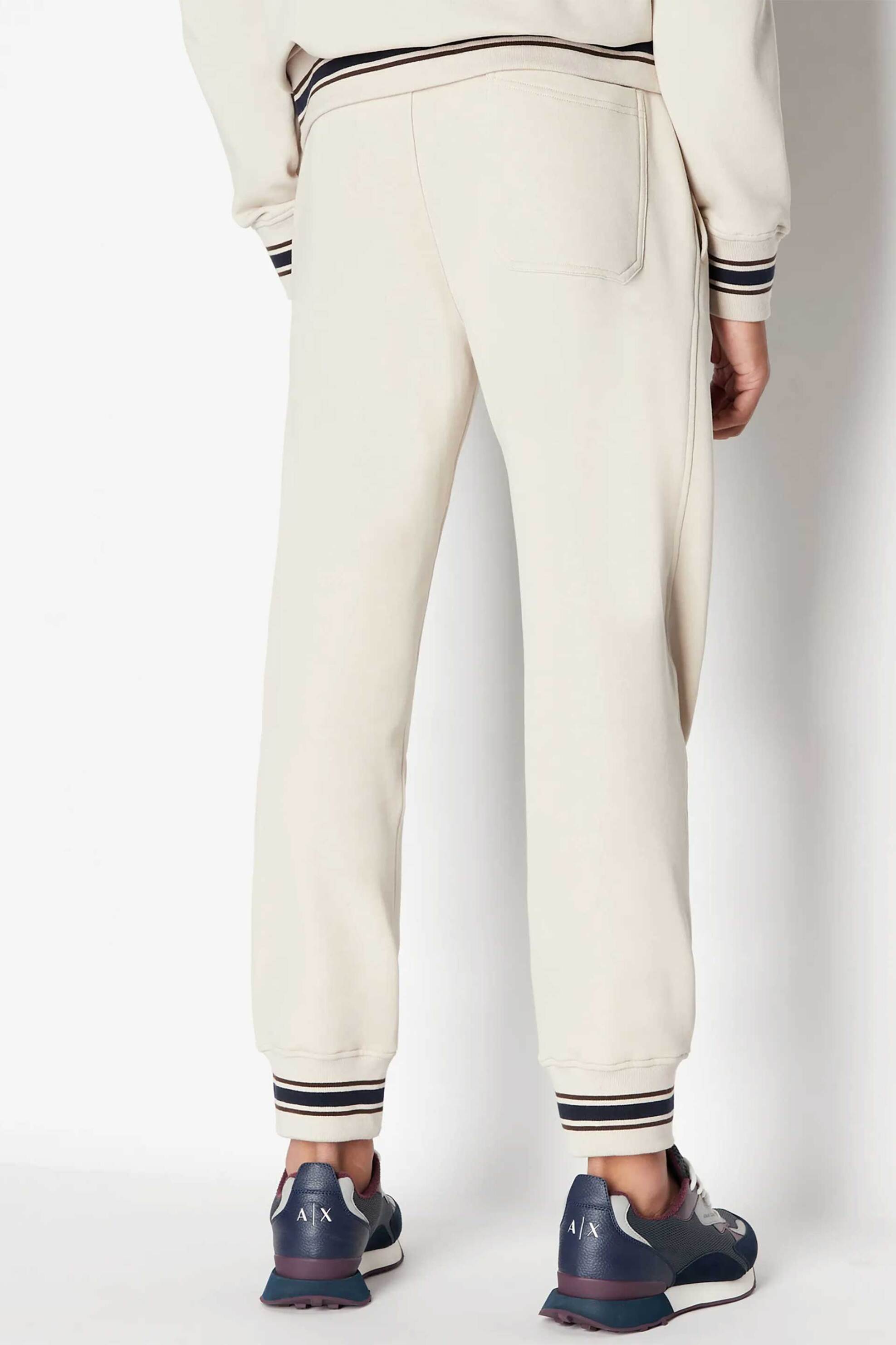 Armani Exchange ανδρικό παντελόνι φόρμας μονόχρωμο με λογότυπο - 6RZPJFZJDPZ Μπεζ φωτογραφία