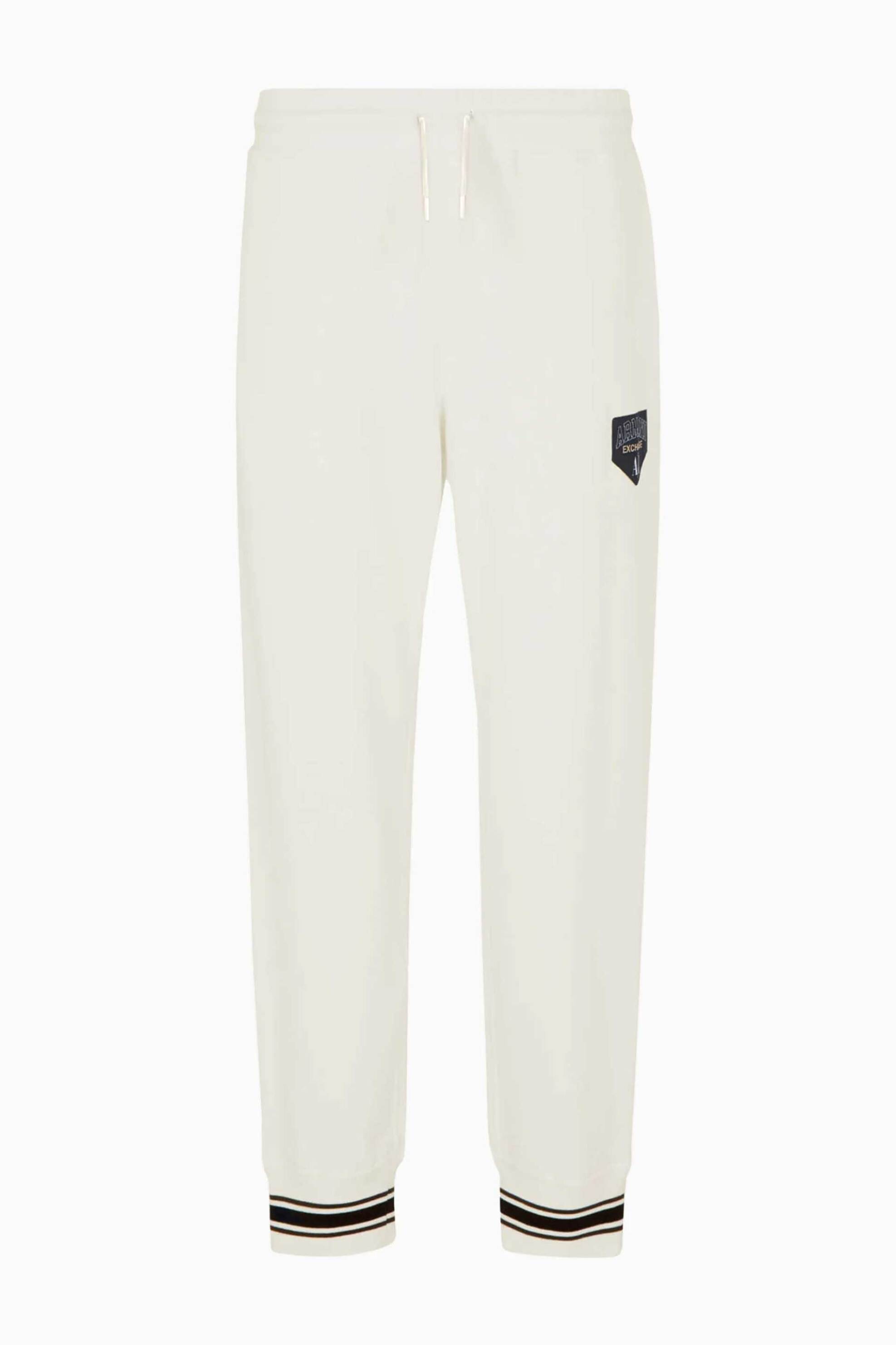 Armani Exchange ανδρικό παντελόνι φόρμας μονόχρωμο με λογότυπο - 6RZPJFZJDPZ Μπεζ φωτογραφία