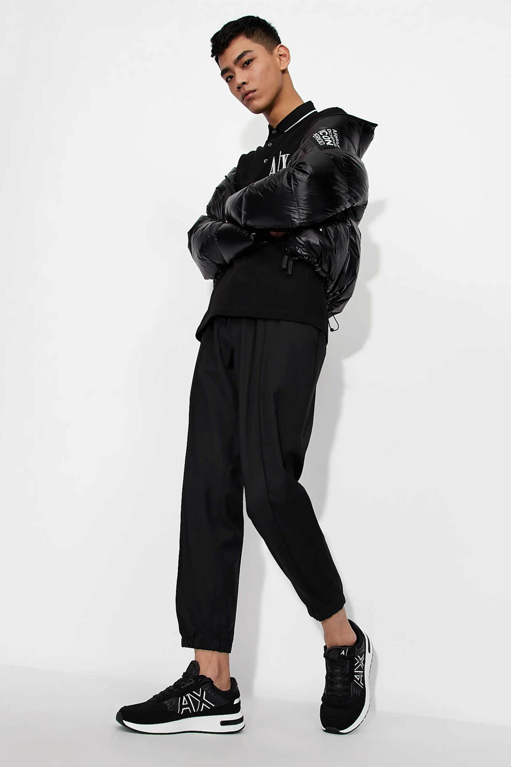 ARMANI EXCHANGE Armani Exchange ανδρικό παντελόνι φόρμας μονόχρωμο - 8NZPP1ZNPMZ Μαύρο