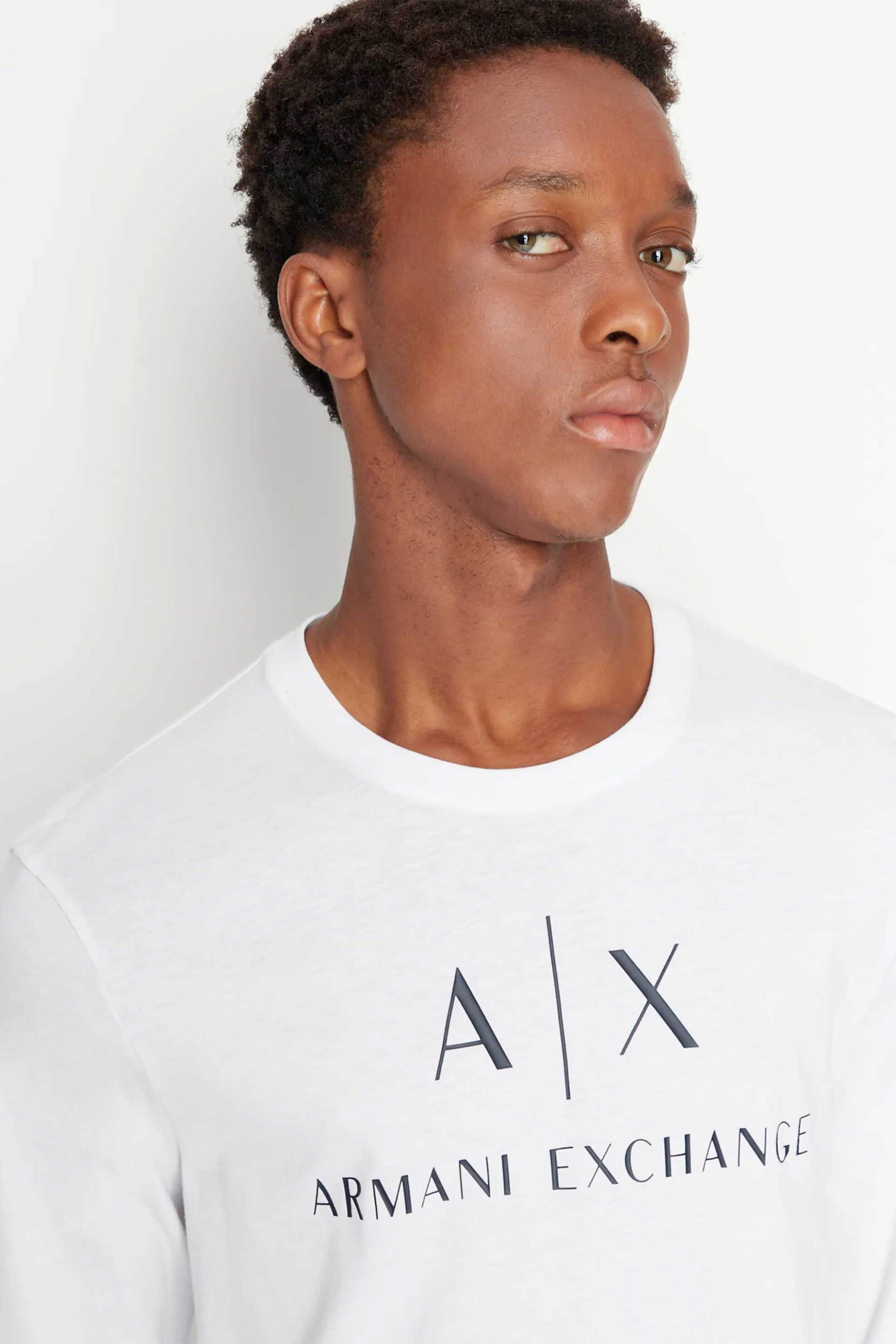Armani Exchange ανδρική μακρυμάνικη μπλούζα με logo print - 8NZTCHZ8H4Z Λευκό φωτογραφία