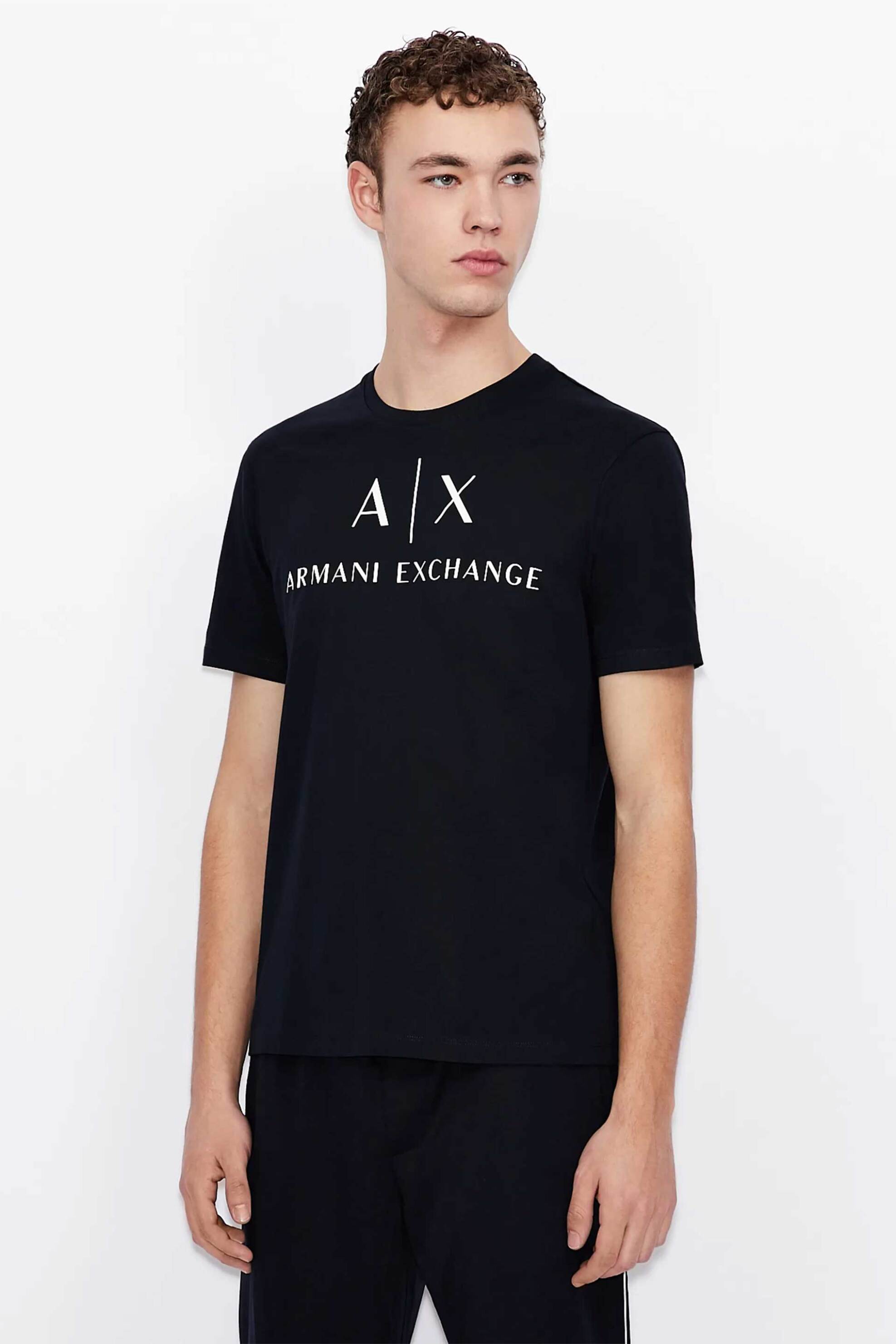ARMANI EXCHANGE Armani Exchange ανδρικό T-shirt με logo print Slim Fit - 8NZTCJZ8H4Z Μπλε Σκούρο