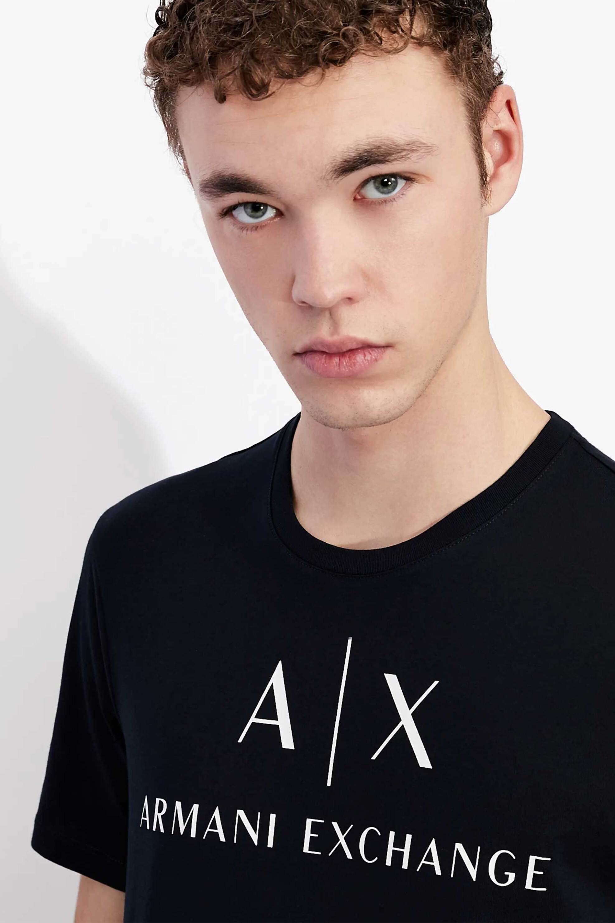 Armani Exchange ανδρικό T-shirt με logo print Slim Fit - 8NZTCJZ8H4Z Μπλε Σκούρο φωτογραφία