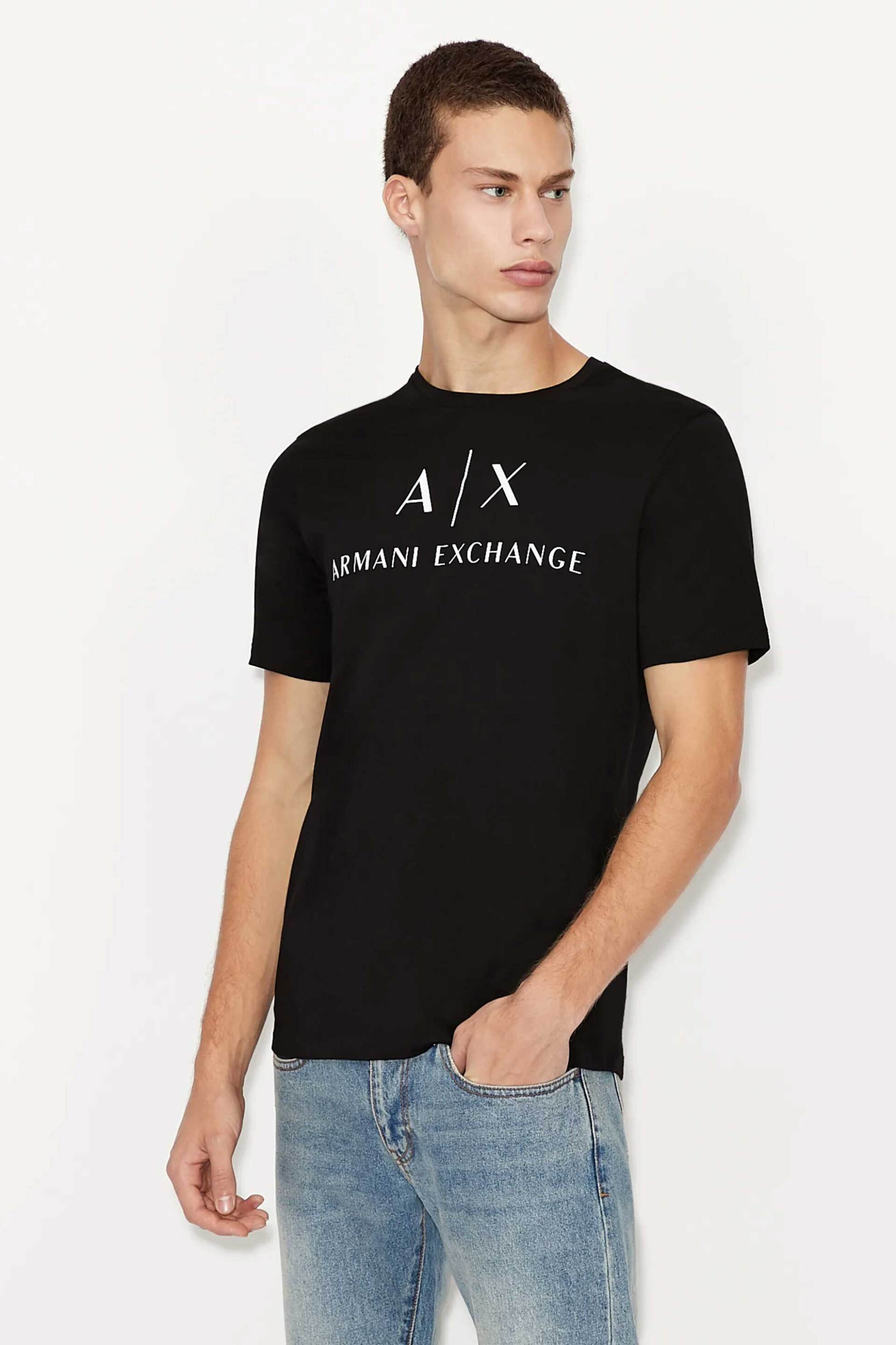 ARMANI EXCHANGE Armani Exchange ανδρικό T-shirt με logo print Slim Fit - 8NZTCJZ8H4Z Μαύρο