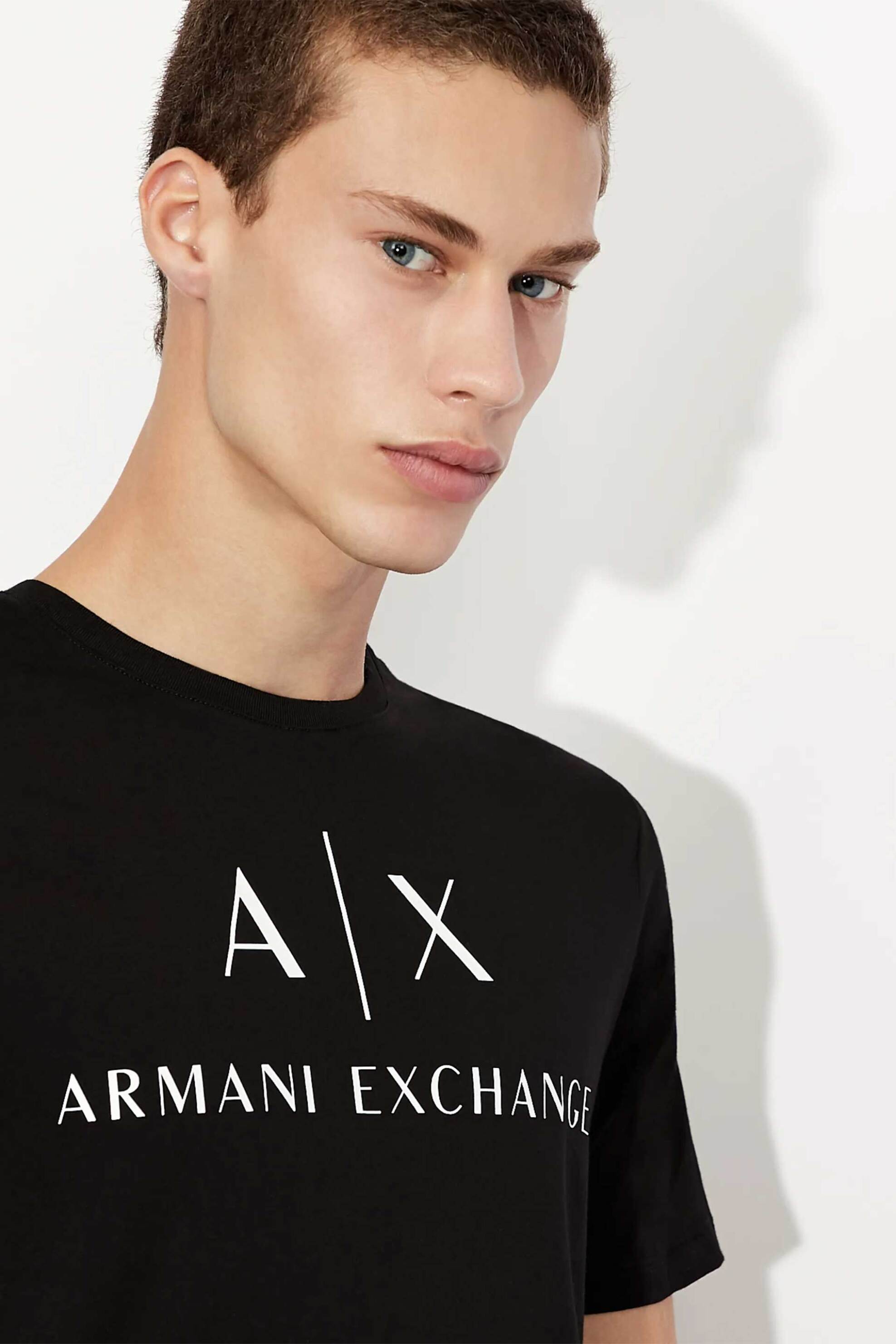 Armani Exchange ανδρικό T-shirt με logo print Slim Fit - 8NZTCJZ8H4Z Μαύρο φωτογραφία