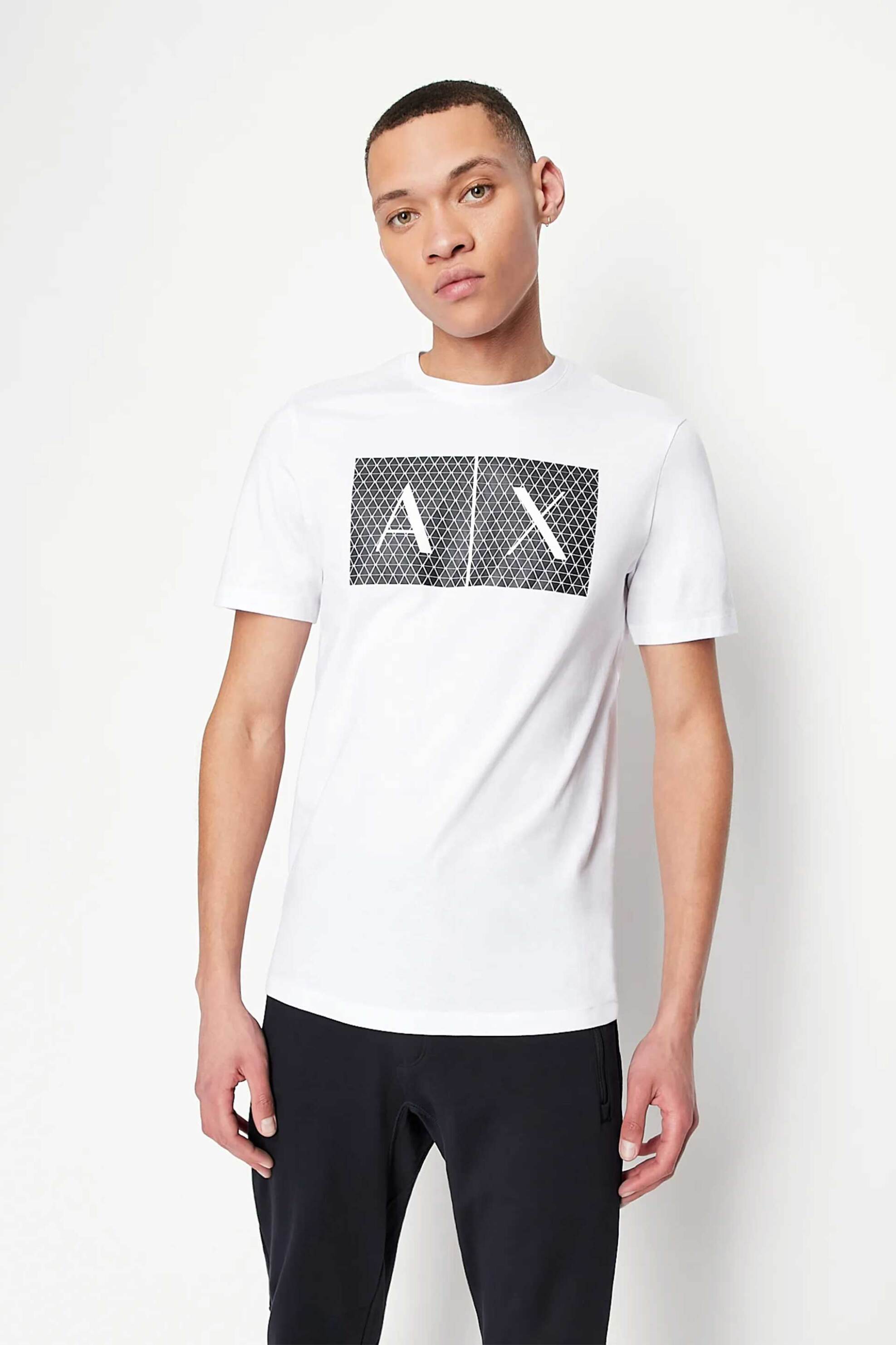 Armani Exchange ανδρικό T-shirt με graphic logo print Regular Fit - 8NZTCKZ8H4Z Λευκό