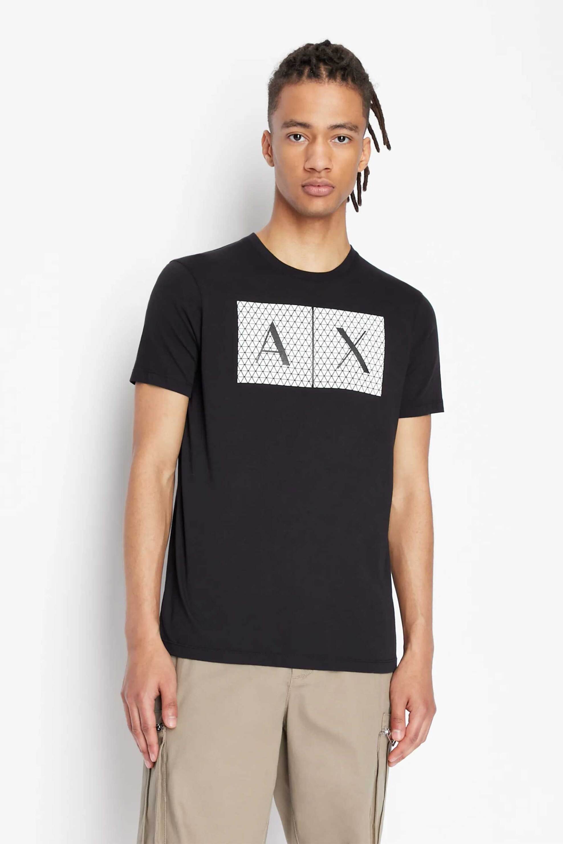 ARMANI EXCHANGE Armani Exchange ανδρικό T-shirt με graphic logo print Regular Fit - 8NZTCKZ8H4Z Μαύρο