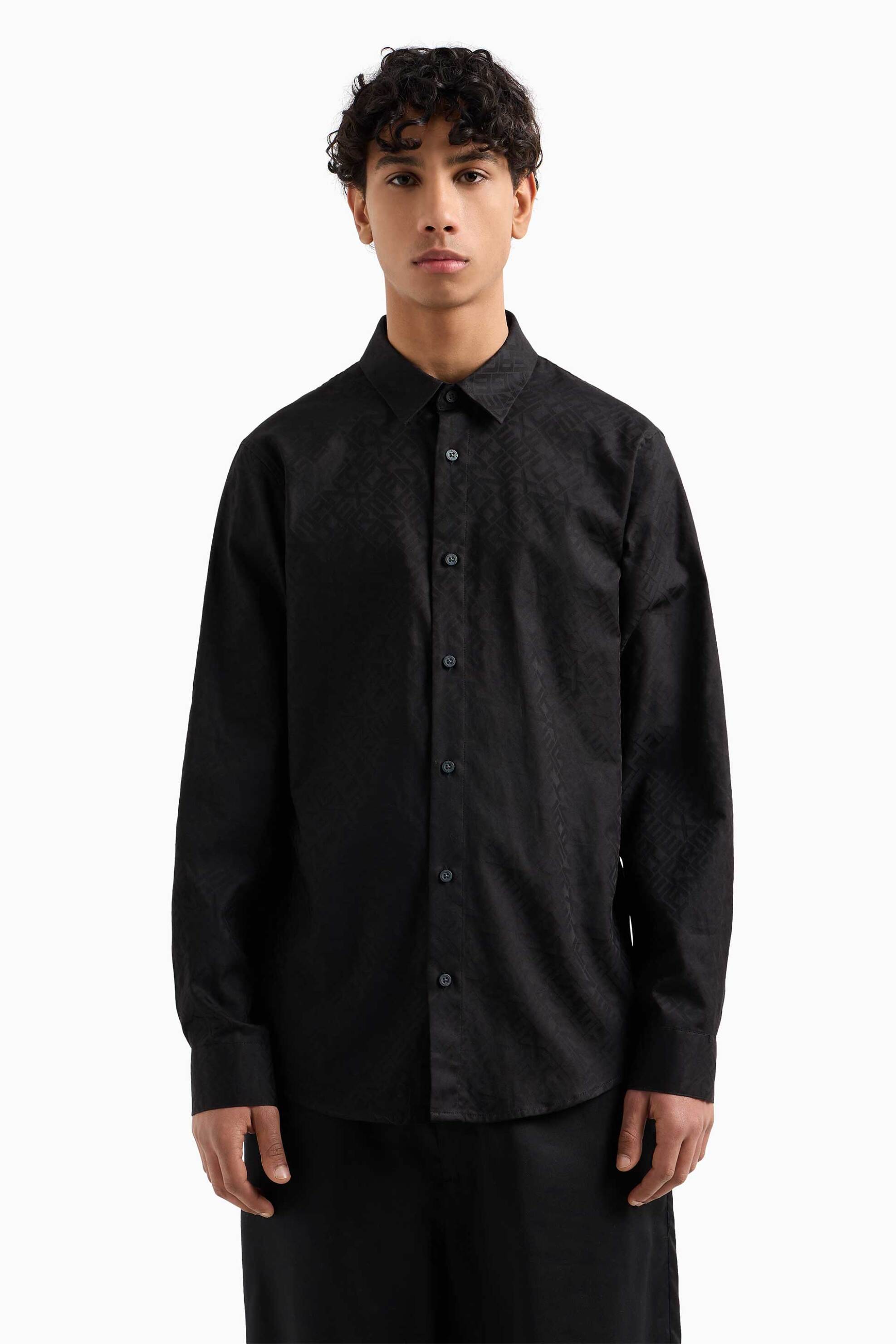 Armani Exchange ανδρικό πουκάμισο μονόχρωμο - XM000431AF13131 Μαύρο
