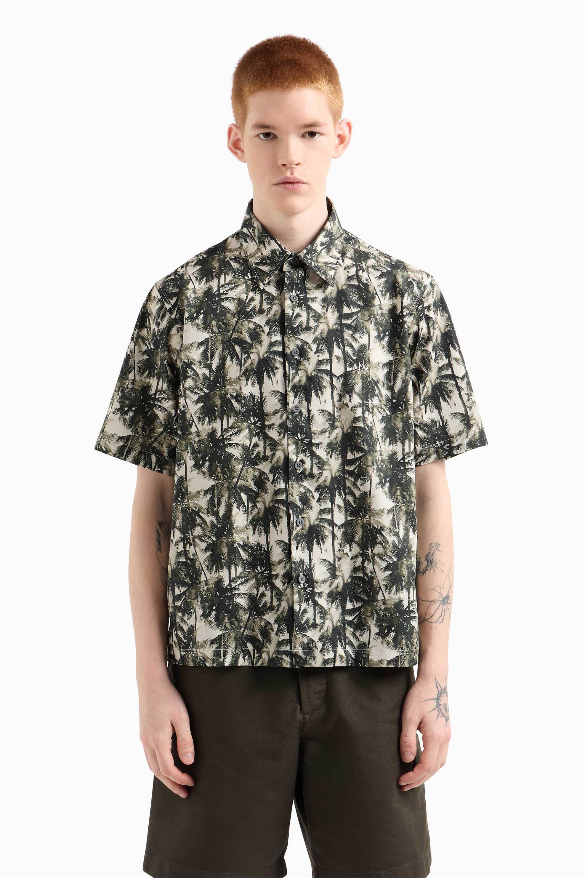 Armani Exchange ανδρικό πουκάμισο κοντομάνικο με floral print - XM001240AF14869 Γκρι φωτογραφία