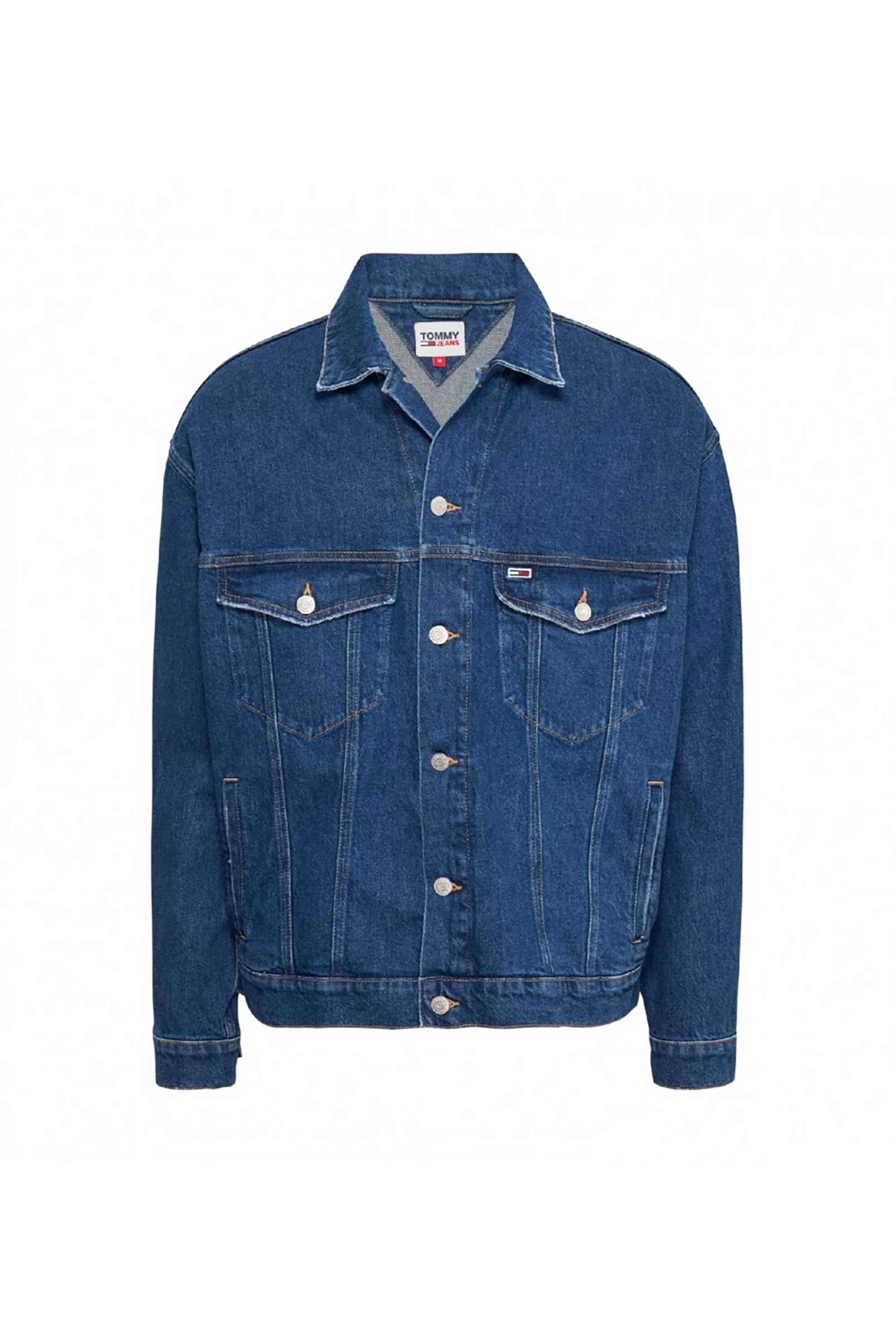 Tommy Jeans ανδρικό denim jacket Oversized Fit "Aiden" - DM0DM17467 Denim Blue