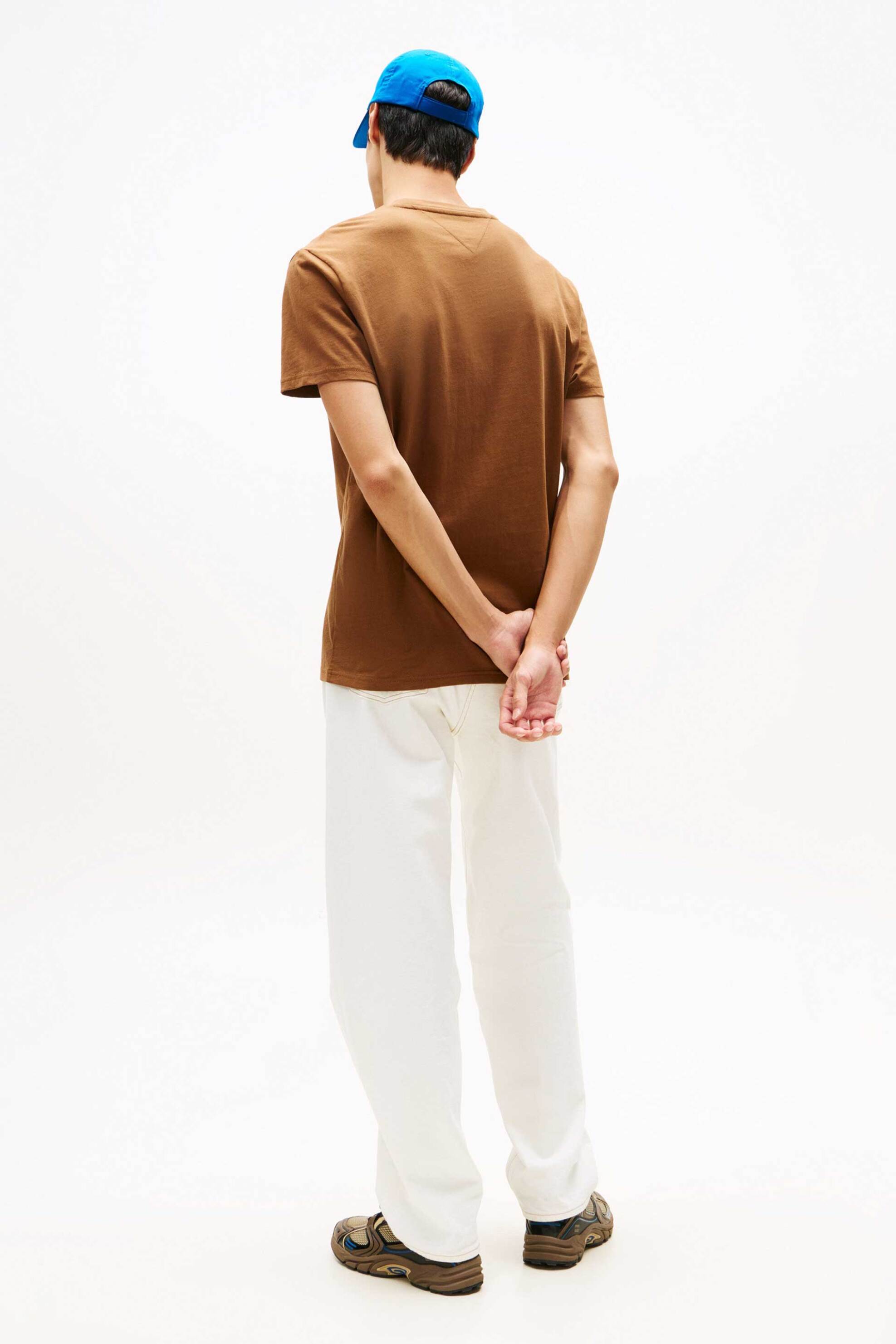 Tommy Jeans Ανδρικό T-Shirt με Λογότυπο Regular Fit - Dm0Dm20744 Καφέ