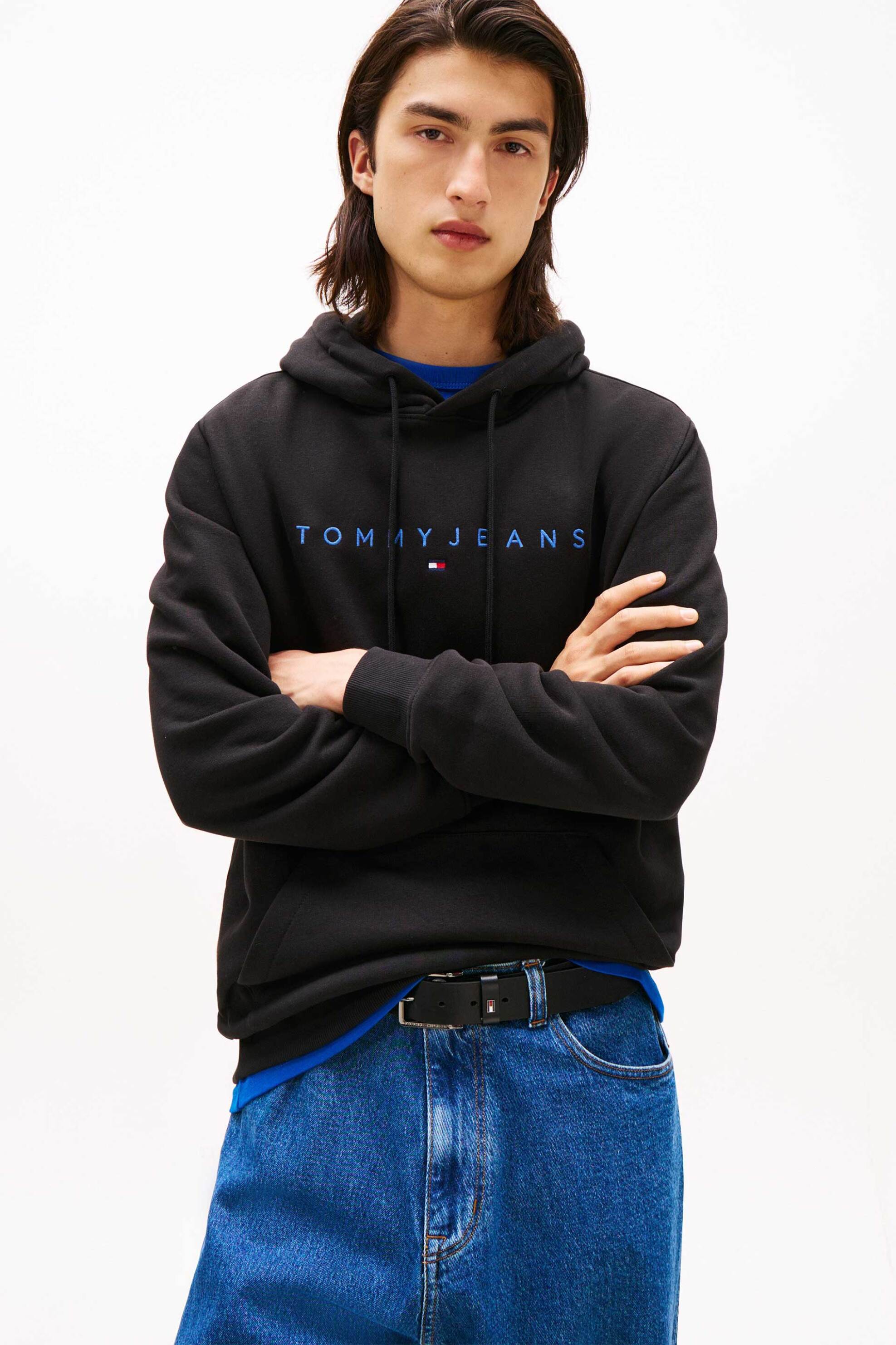 Tommy Jeans ανδρική μπλούζα φούτερ με logo print Regular Fit - DM0DM20746 Μαύρο