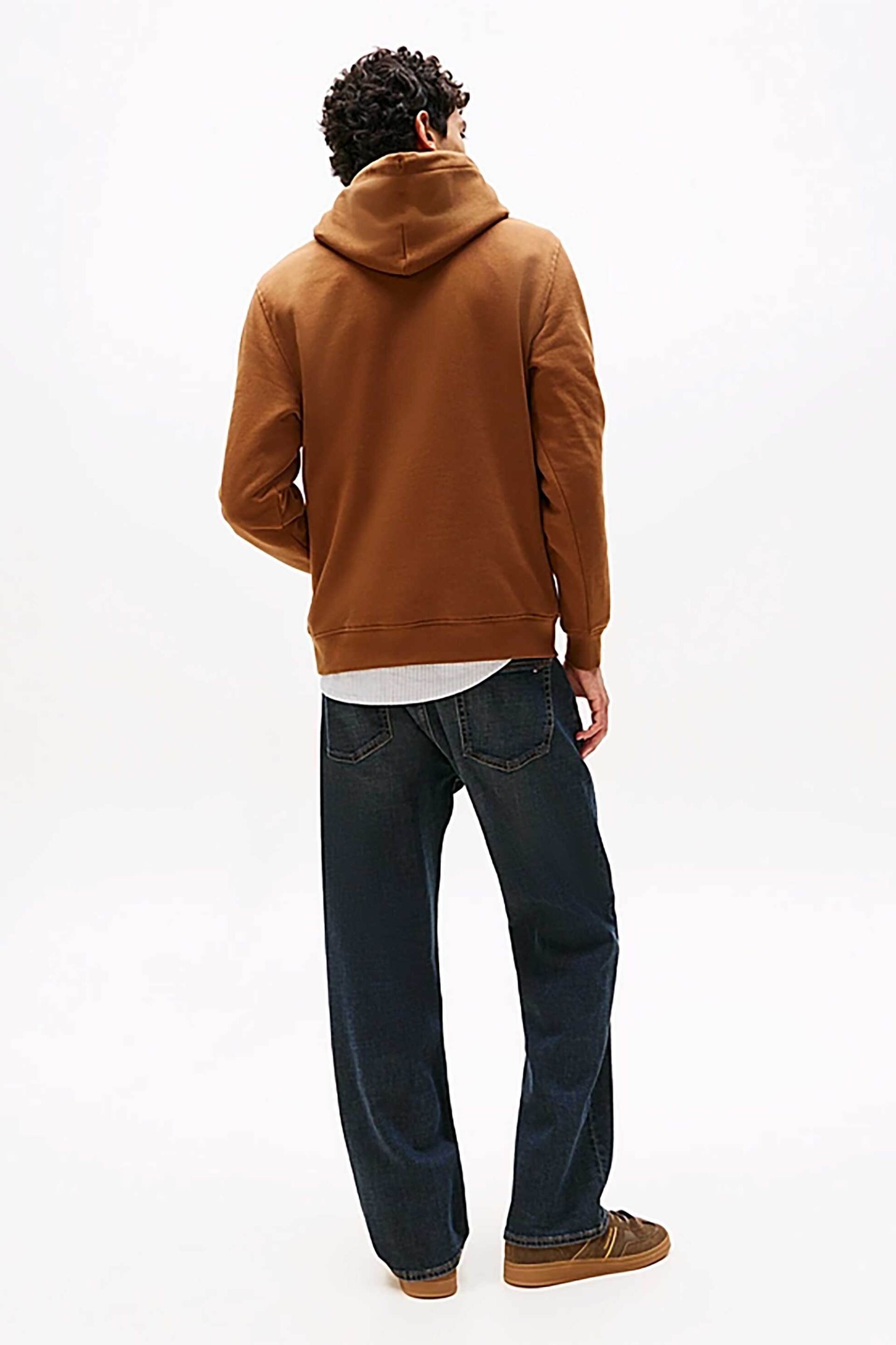 Tommy Jeans Ανδρική Μπλούζα Φούτερ με Logo Print Regular Fit - Dm0Dm20746 Καφέ