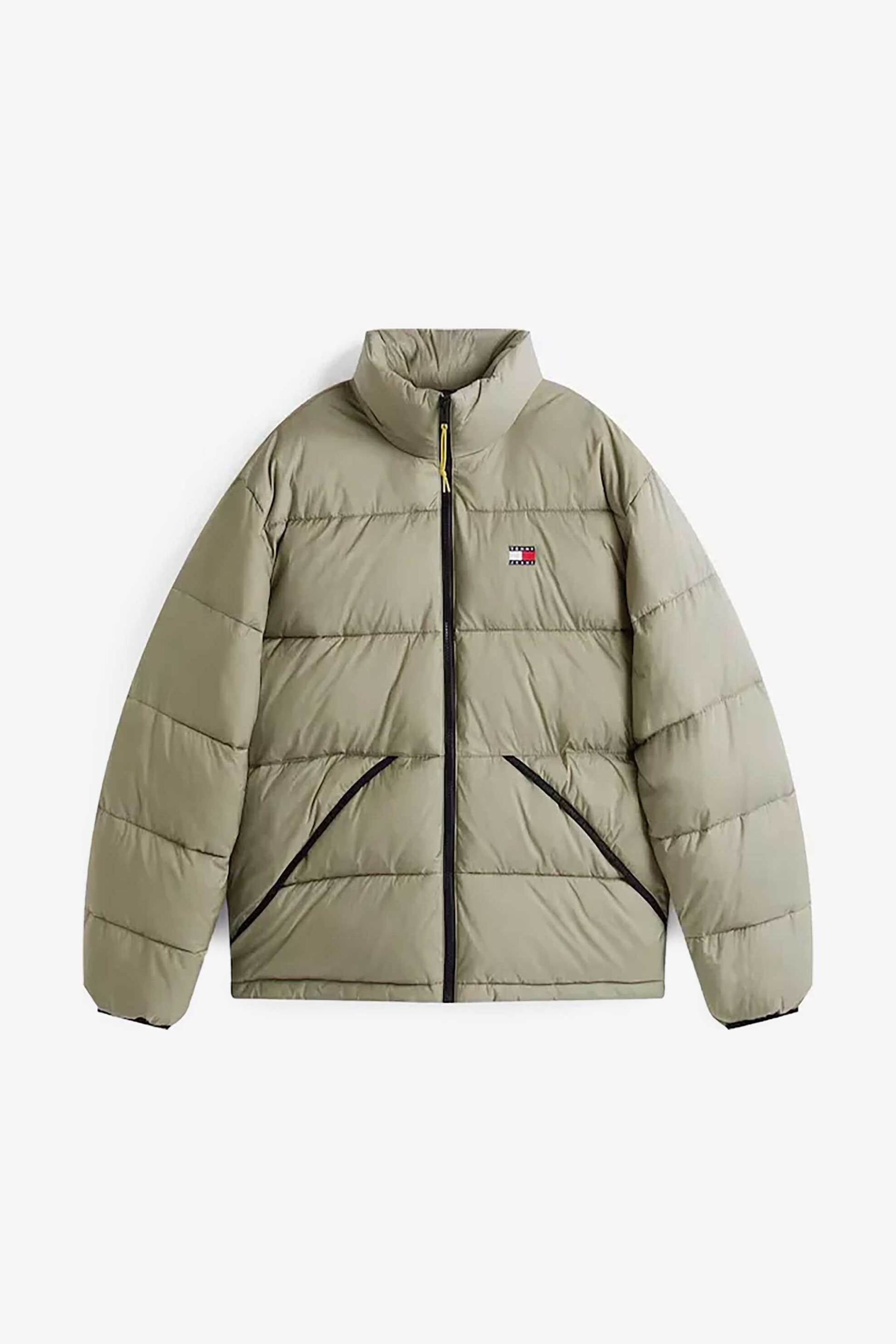 Tommy Jeans ανδρικό μπουφάν μονόχρωμο με καπιτονέ σχέδιο και λογότυπο - DM0DM22040 Πράσινο Μέντας