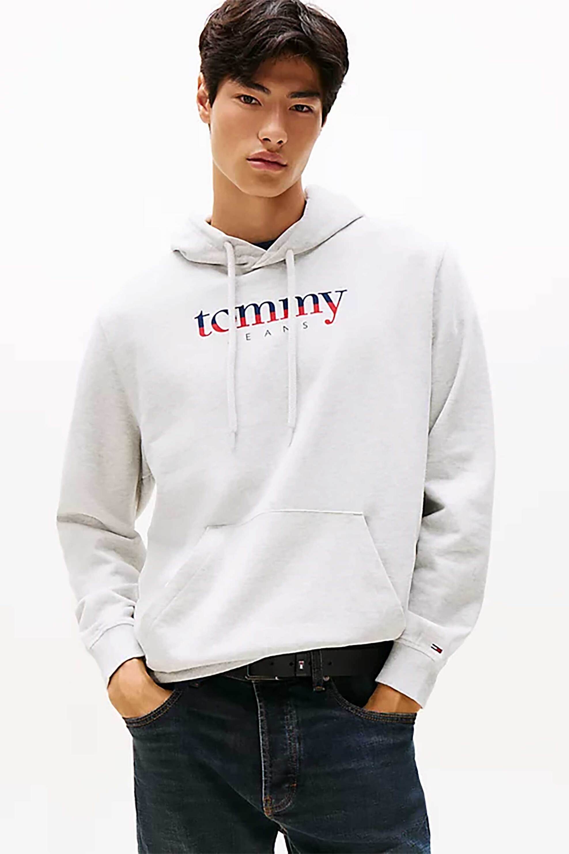 Tommy Jeans ανδρική μπλούζα φούτερ με logo print Regular Fit - DM0DM22113 Γκρι