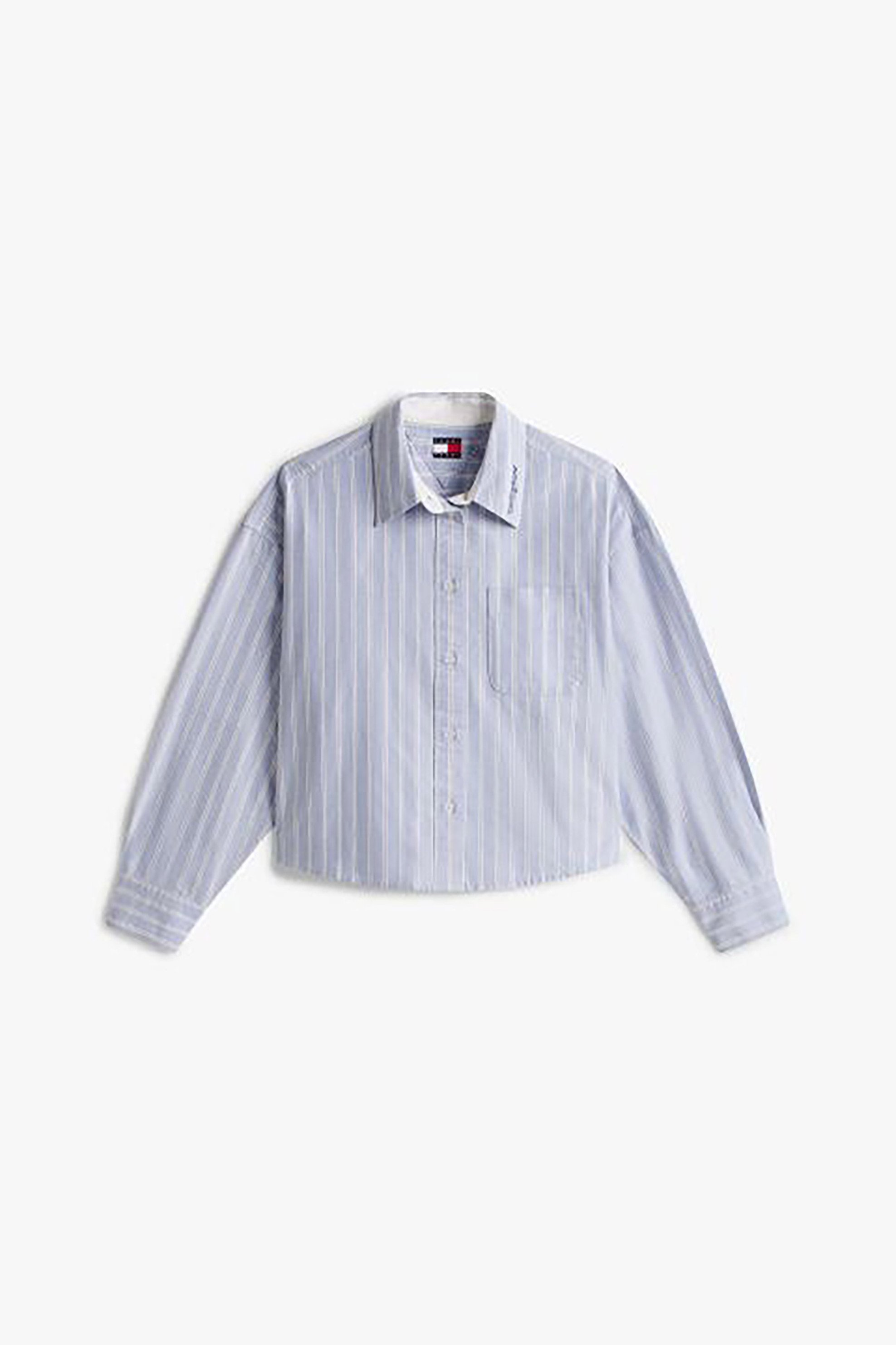 TOMMY JEANS Tommy Jeans γυναικείο πουκάμισο με ριγέ σχέδιο cropped Relaxed Fit - DW0DW21455 Γαλάζιο - 4