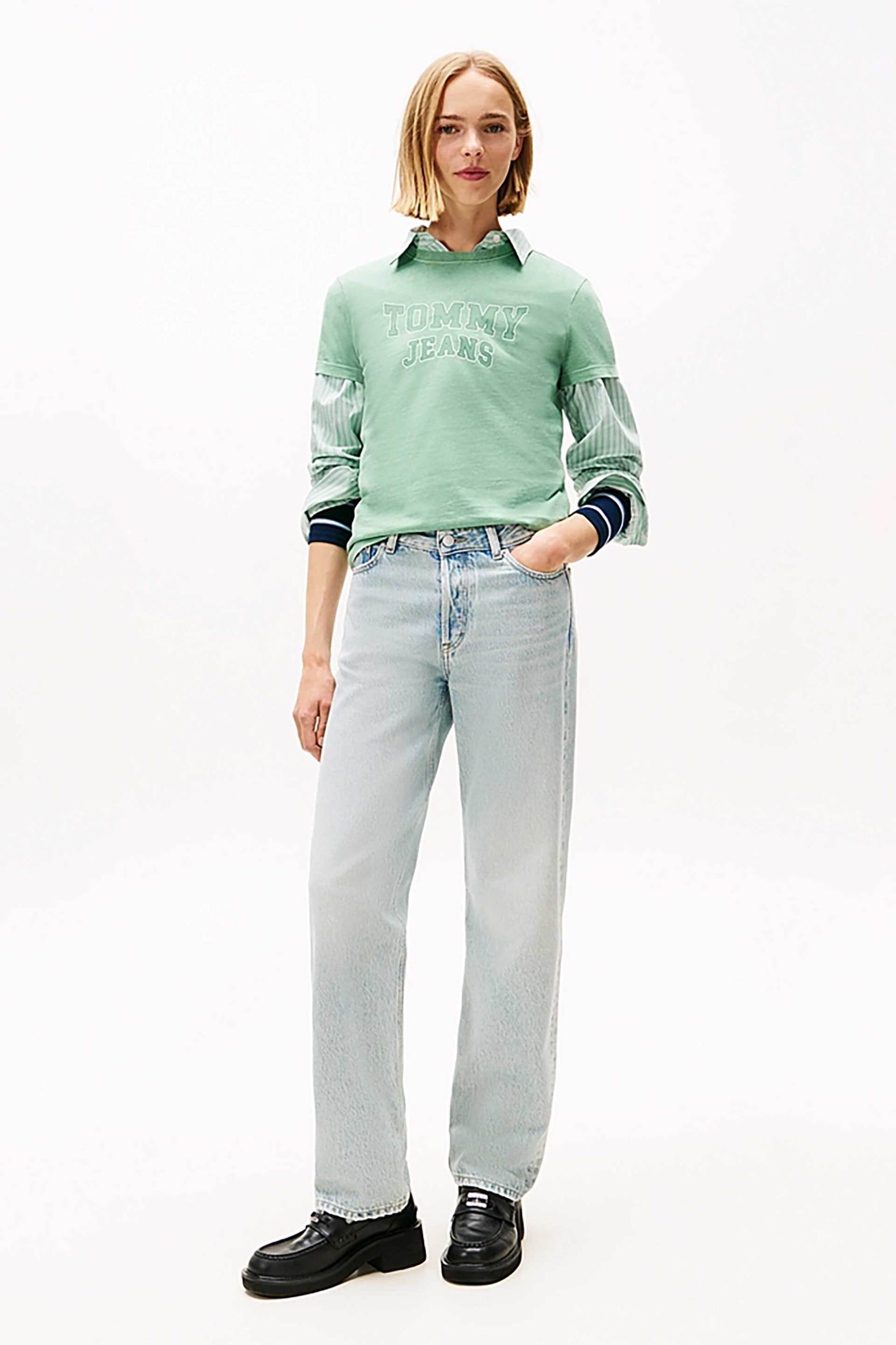 Tommy Jeans γυναικείο βαμβακερό τζιν παντελόνι πεντάτσεπο Straight Leg