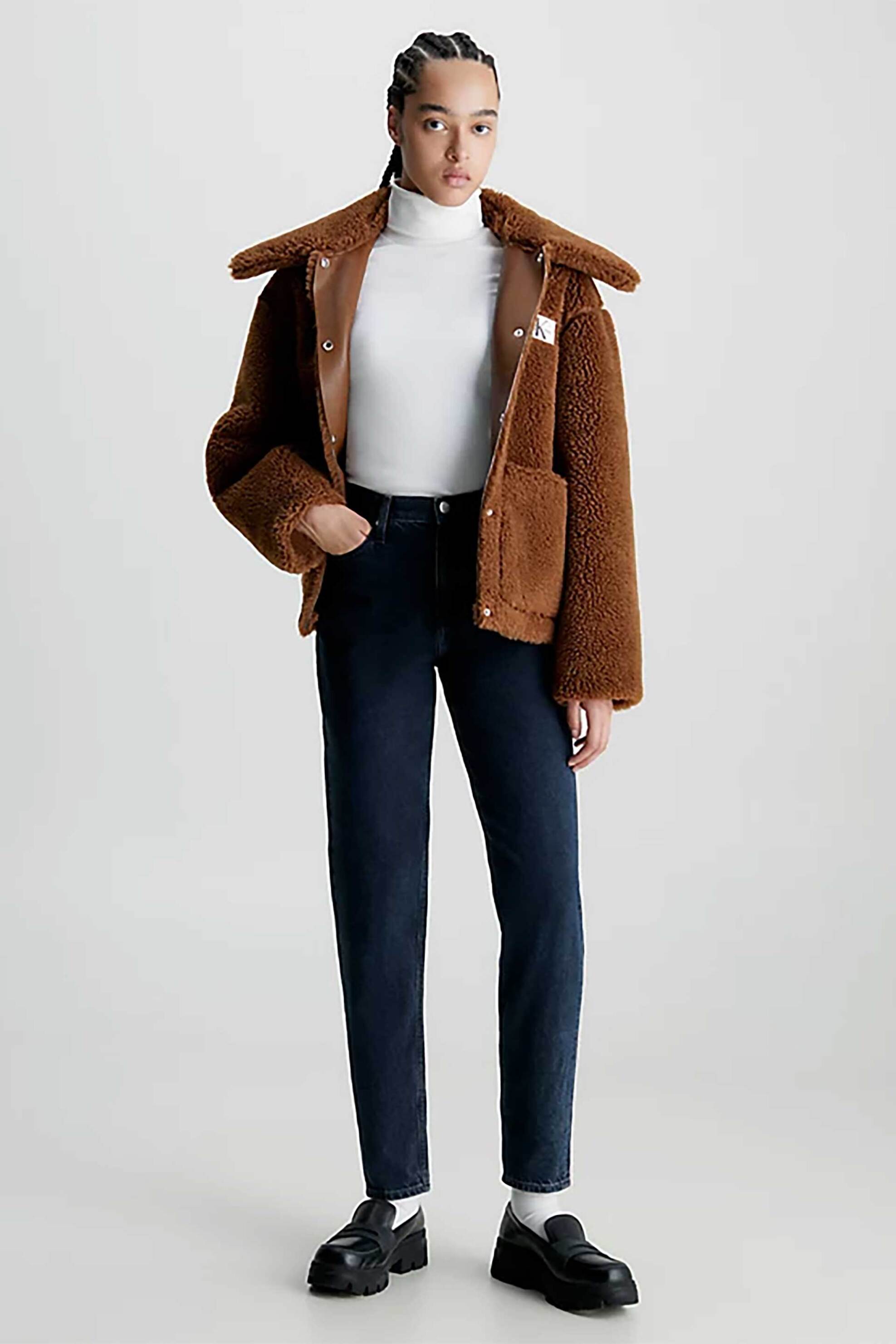 CALVIN KLEIN JEANS CK Jeans γυναικείο ψηλόμεσο τζιν παντελόνι πεντάτσεπο Mom Fit - J20J221786 Denim Blue Σκούρο