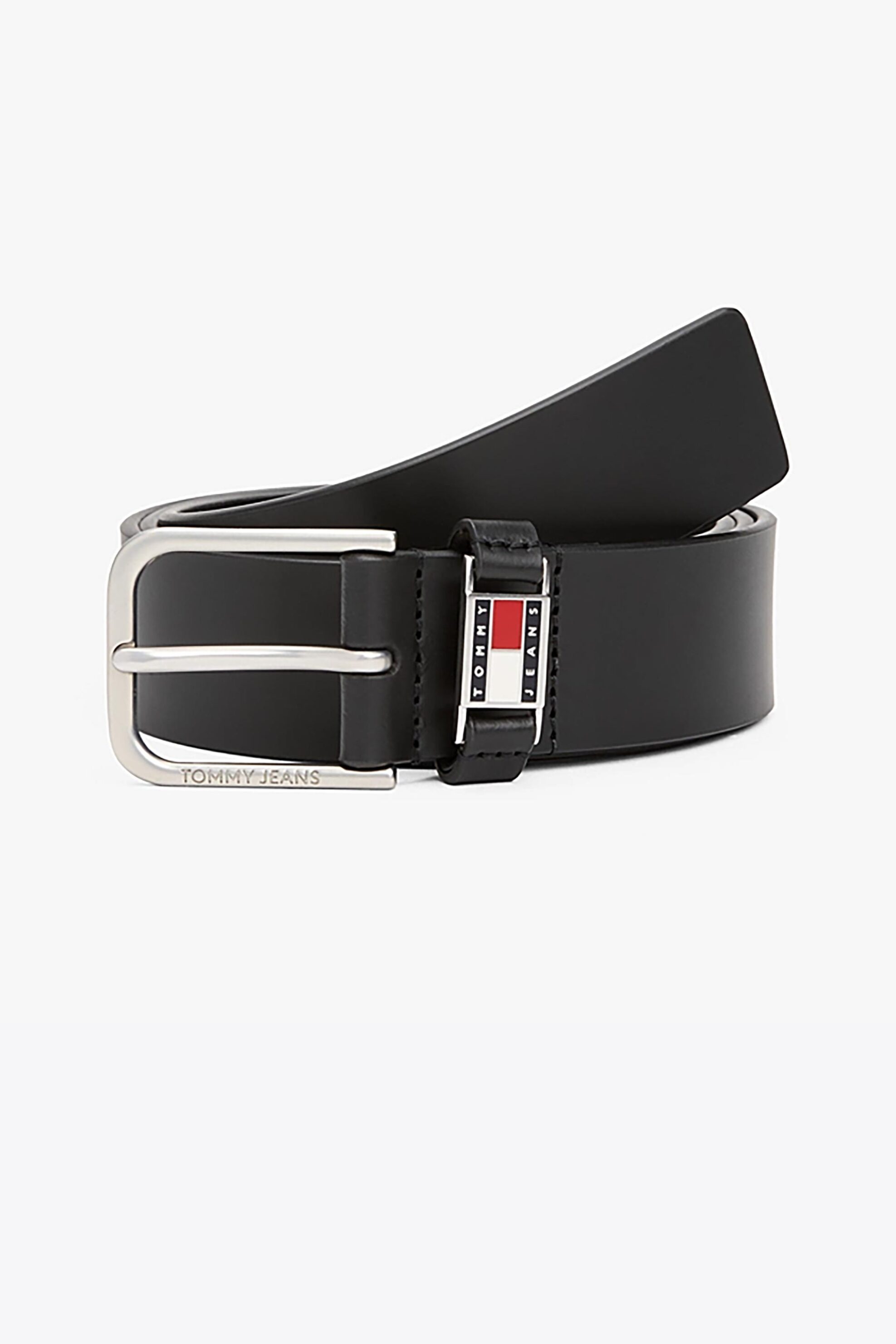 Tommy Jeans ανδρική δερμάτινη ζώνη με μεταλλική αγκράφα - AM0AM13414 Μαύρο