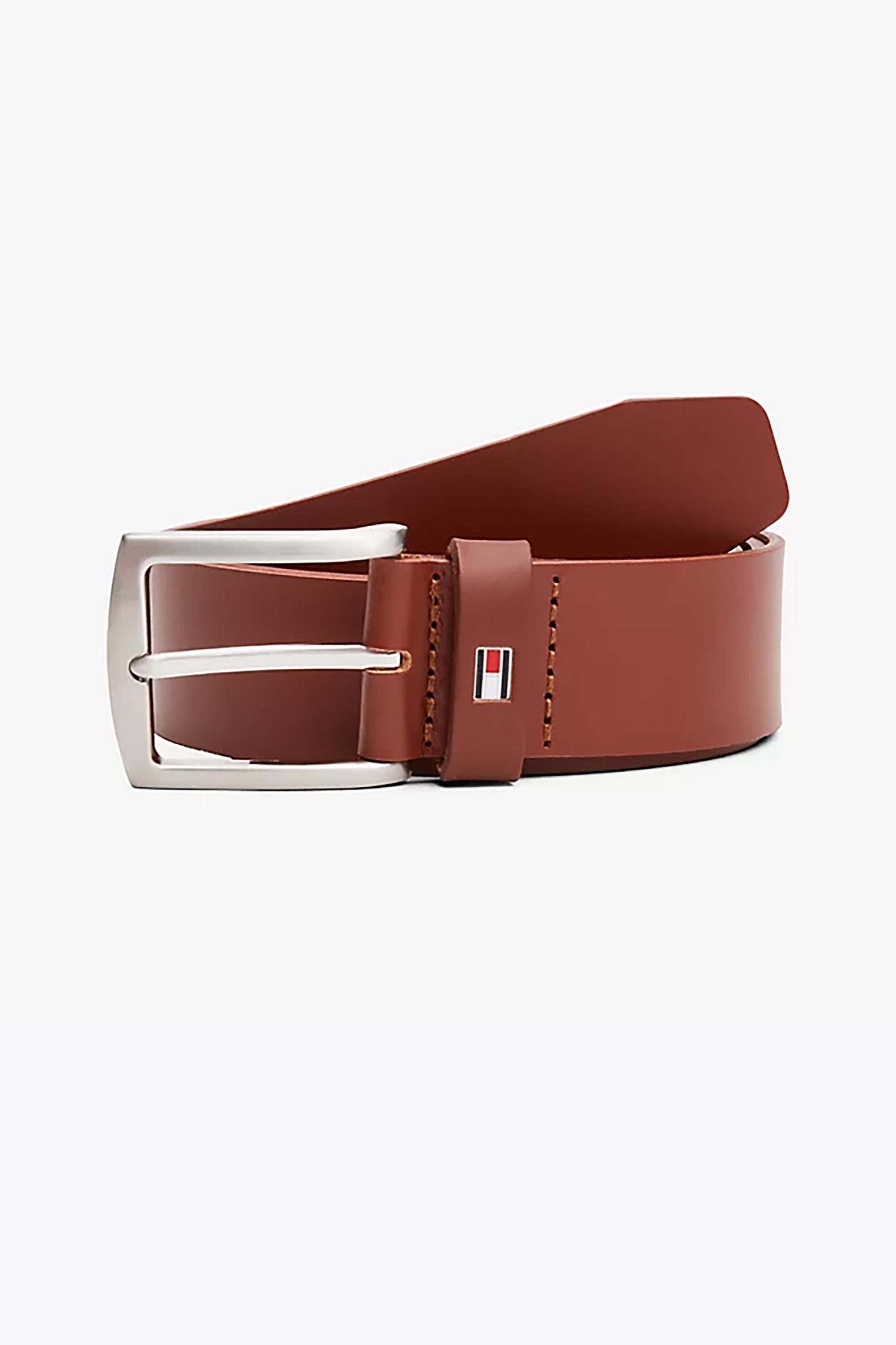 Tommy Jeans ανδρική δερμάτινη ζώνη με μεταλλική αγκράφα - AM0AM08360 Καφέ Ανοιχτό