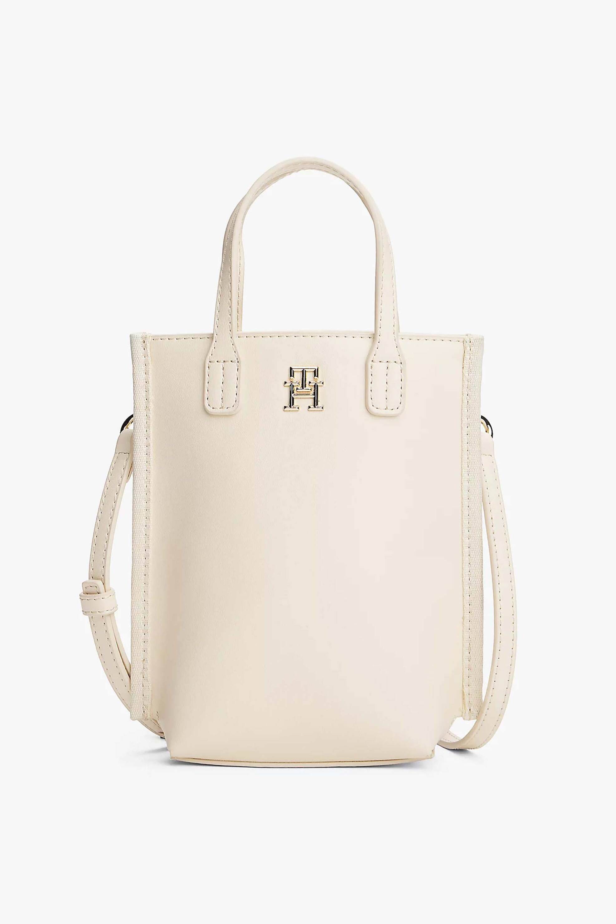 TOMMY HILFIGER Tommy Hilfiger γυναικεία θήκη τηλεφώνου με μεταλλικό monogram "Distinct" - AW0AW17402 Εκρού