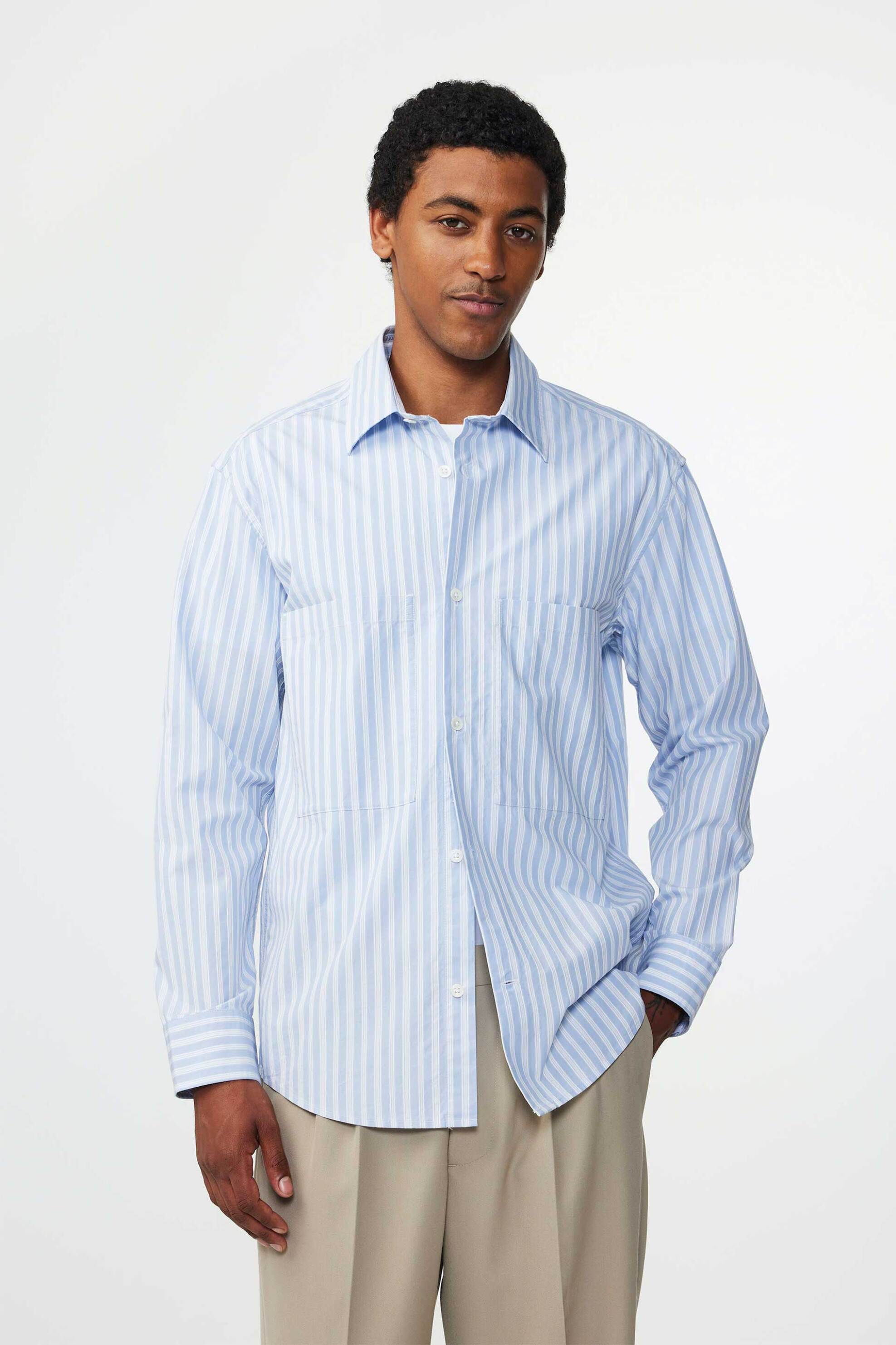 NN.07 NN.07 ανδρικό πουκάμισο με ριγέ σχέδιο Relaxed Fit "Freddy 5973" - 2365973746 Μπλε Ανοιχτό