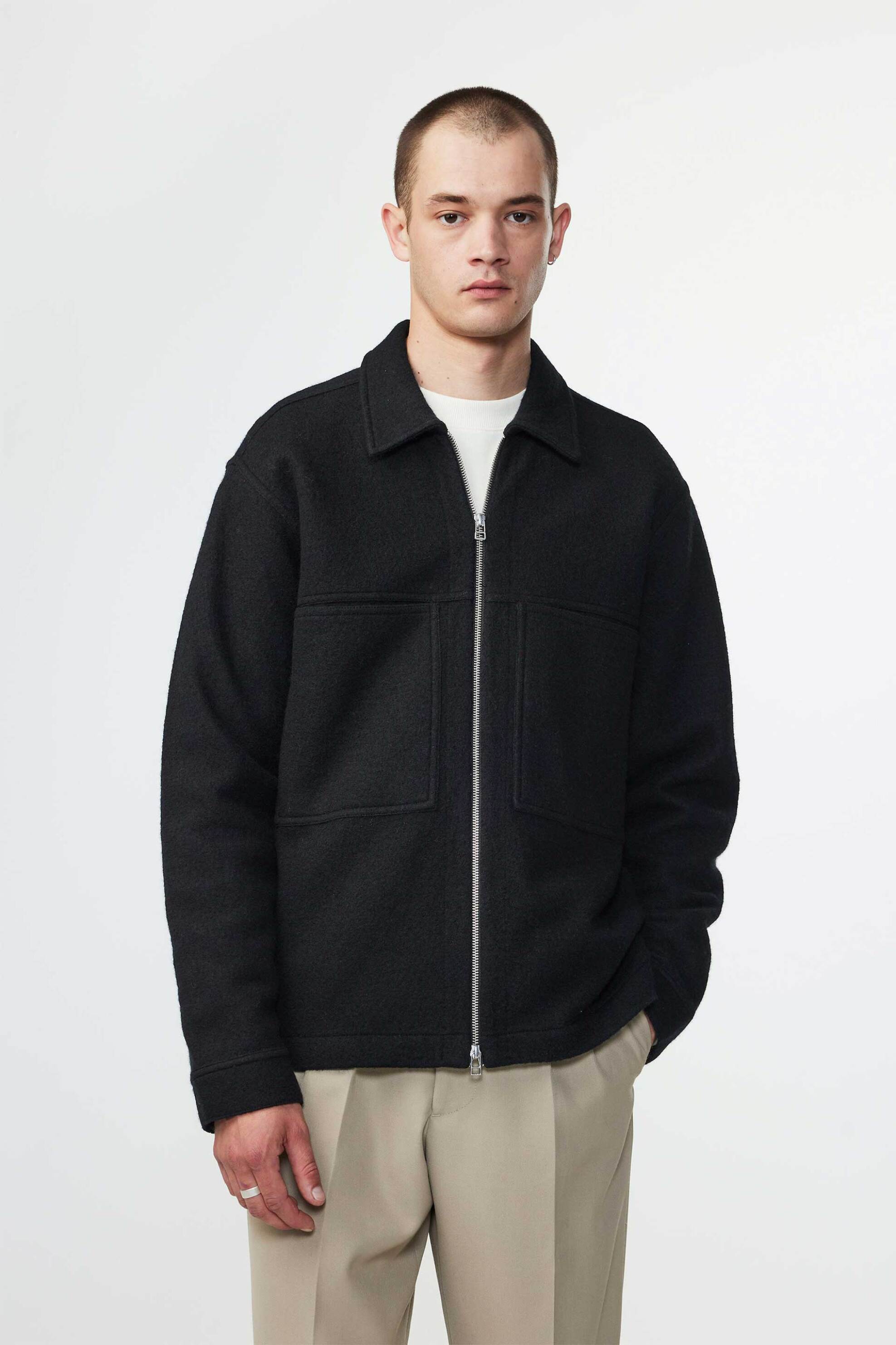 NN.07 NN.07 ανδρικό μάλλινο bomber jacket Regular Fit "Isak 6398" - 2366398723 Μαύρο