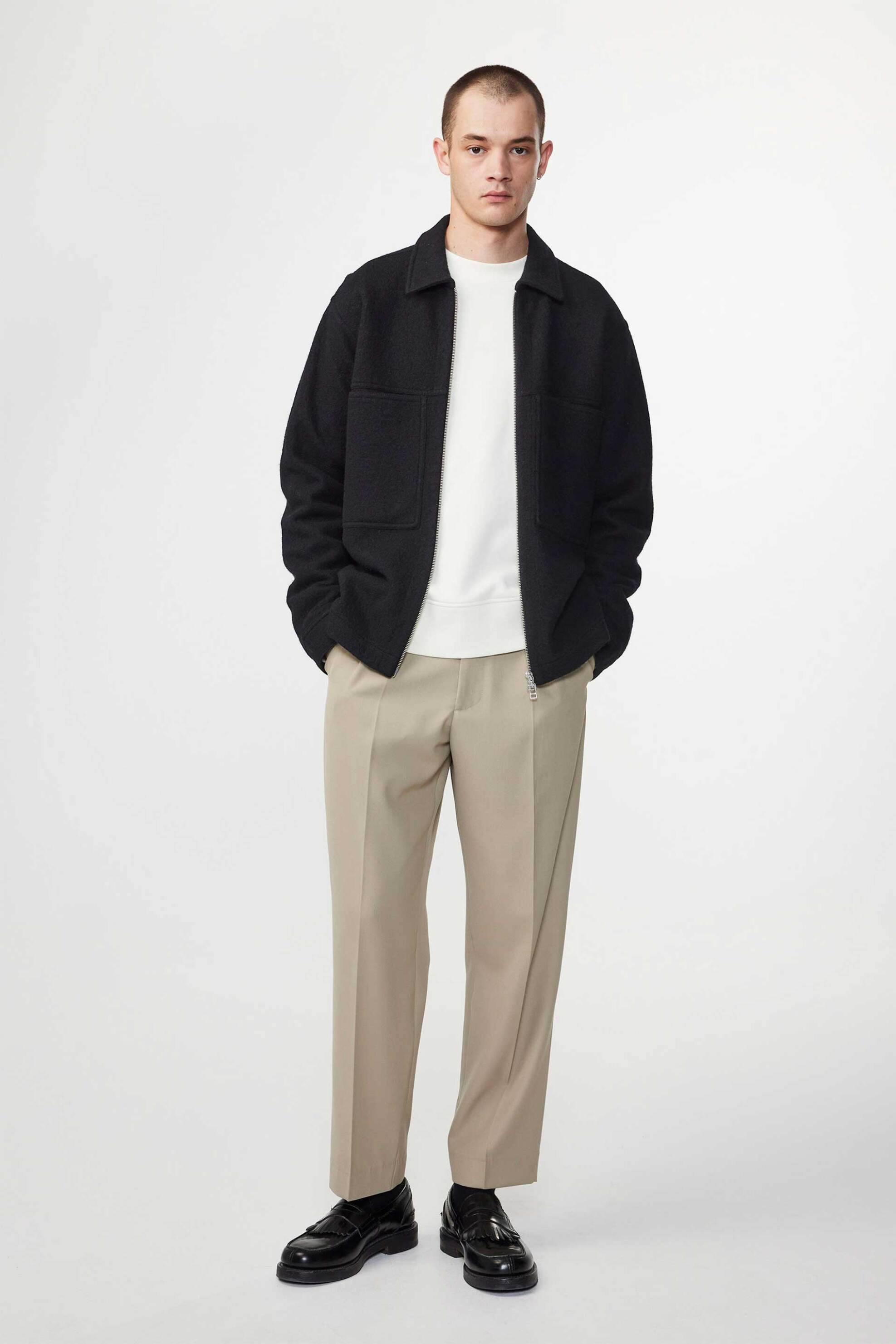 NN.07 ανδρικό μάλλινο bomber jacket Regular Fit "Isak 6398" - 2366398723 Μαύρο φωτογραφία