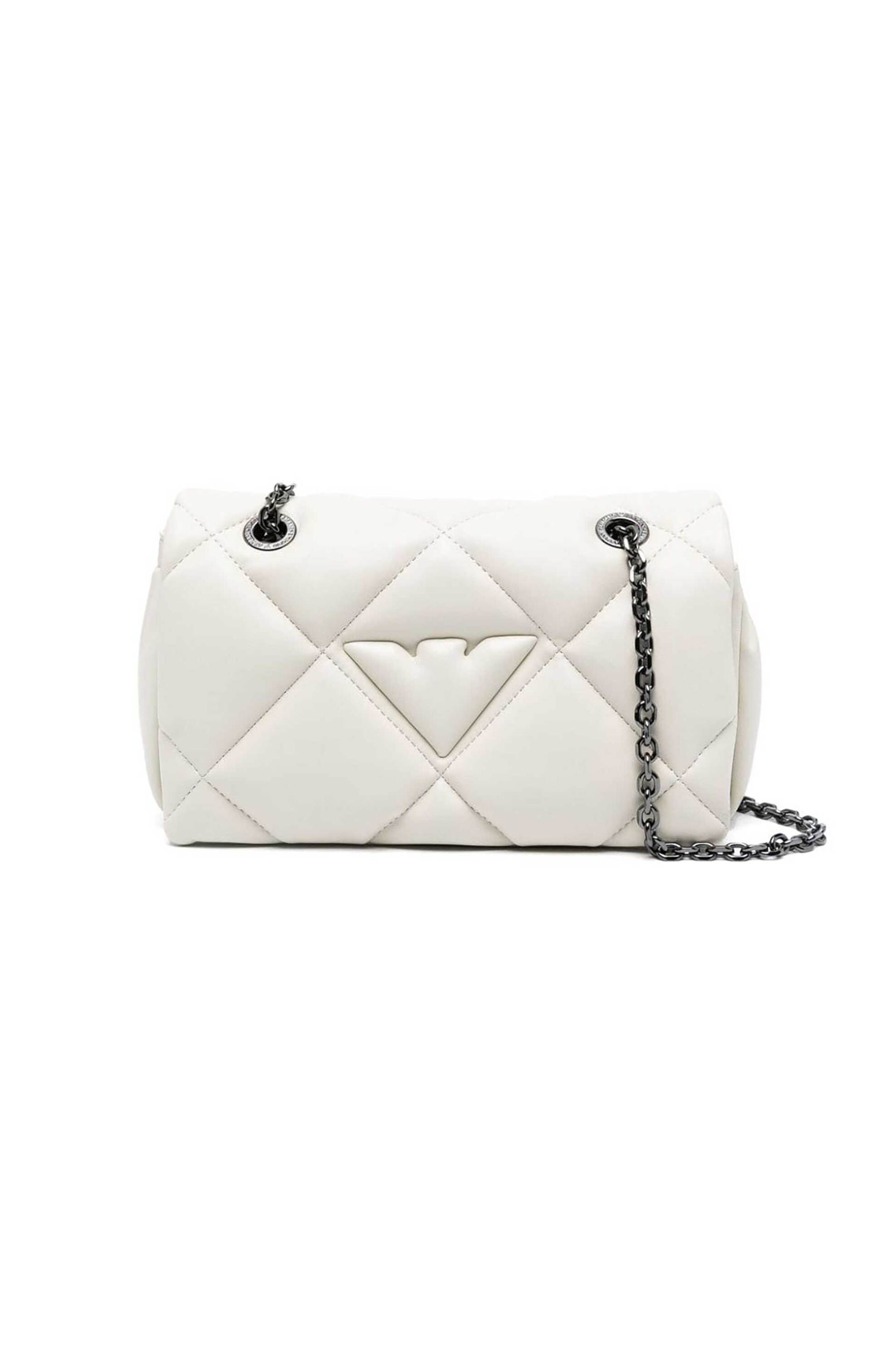 EMPORIO ARMANI Emporio Armani γυναικεία τσάντα crossbody με ανάγλυφο έμβλημα και διακοσμητικό μπρελόκ μονόχρωμη - Y3C041YWJ8I Κρέμ